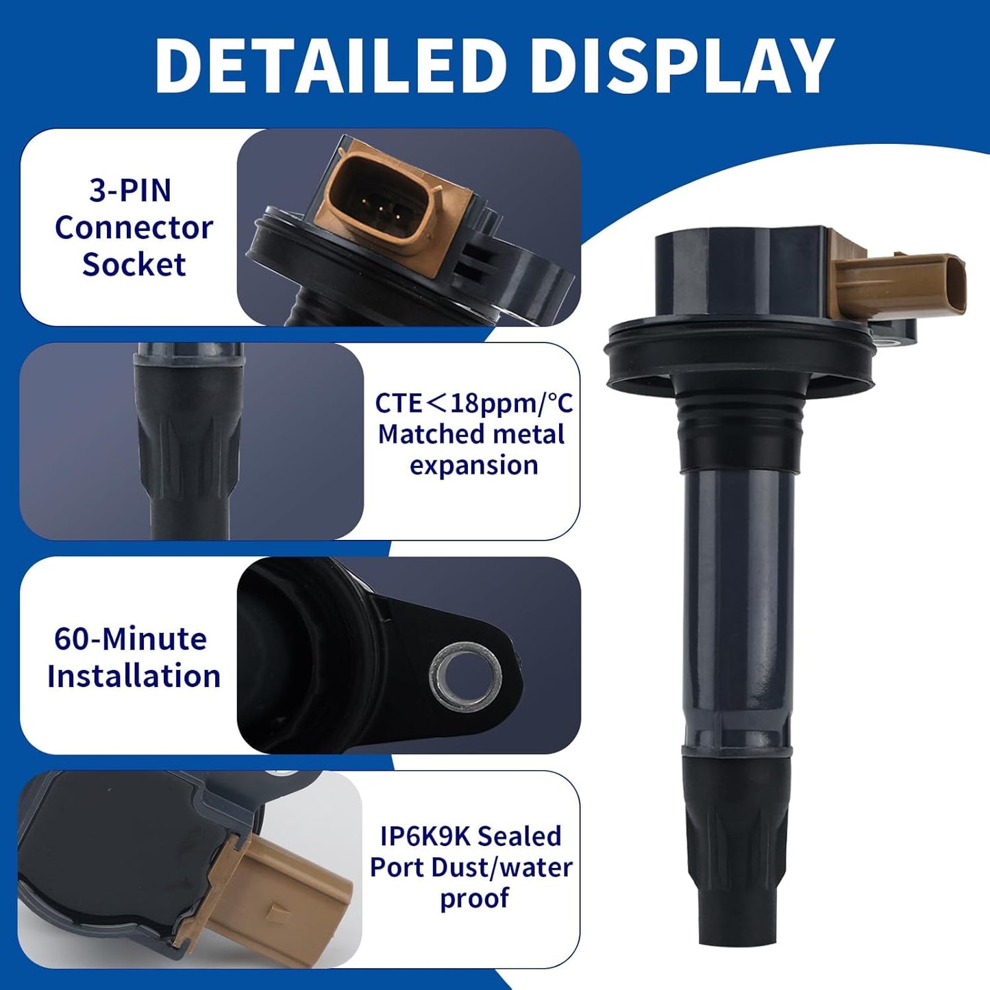 6-Pack UF646 Ignition Coil Set Compatible with 3.5L V6 EcoBoost Ford F150 Expedition Explorer 2011-2020 - Replaces DG549 BL3Z-12029-C
