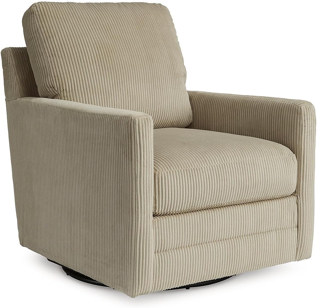 Signature Design by Ashley Icaman Modern Indoor Swivel Upholstered Chair with Reversible Cushions, Black