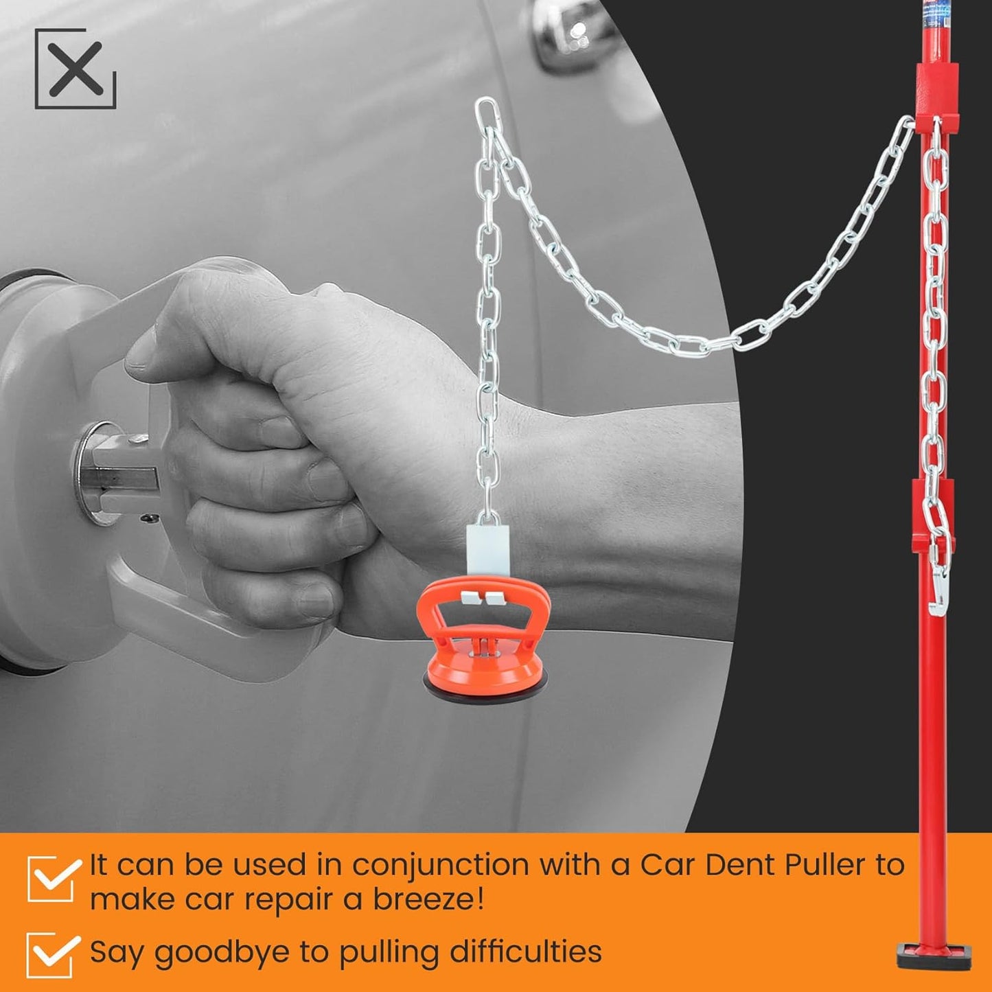 Boats and Cars Smoothing Tool, Hustler Stick Tool Auto Body Can Withstand 2200 Pounds of Pulling Force, Dent Tools are Used for Body, Bumper, Hood, Hull and Deck Dent Fix (Red)