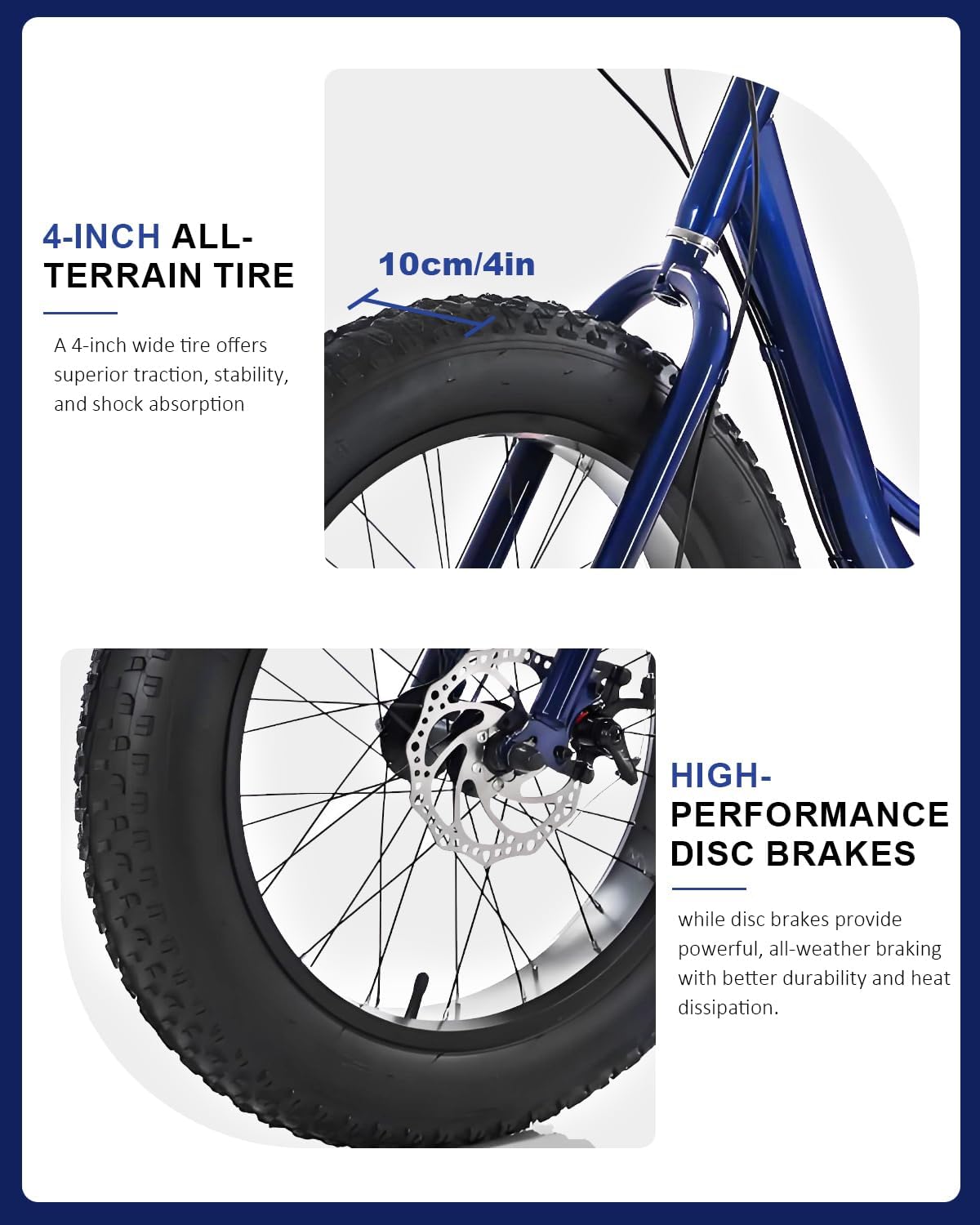 Adult Tricycle with 7-Speed Gear & 4" Fat Tires - Heavy Duty 450lbs Capacity 3 Wheel Bike for Adults/Seniors, Front/Rear Disc Brakes & Storage Basket