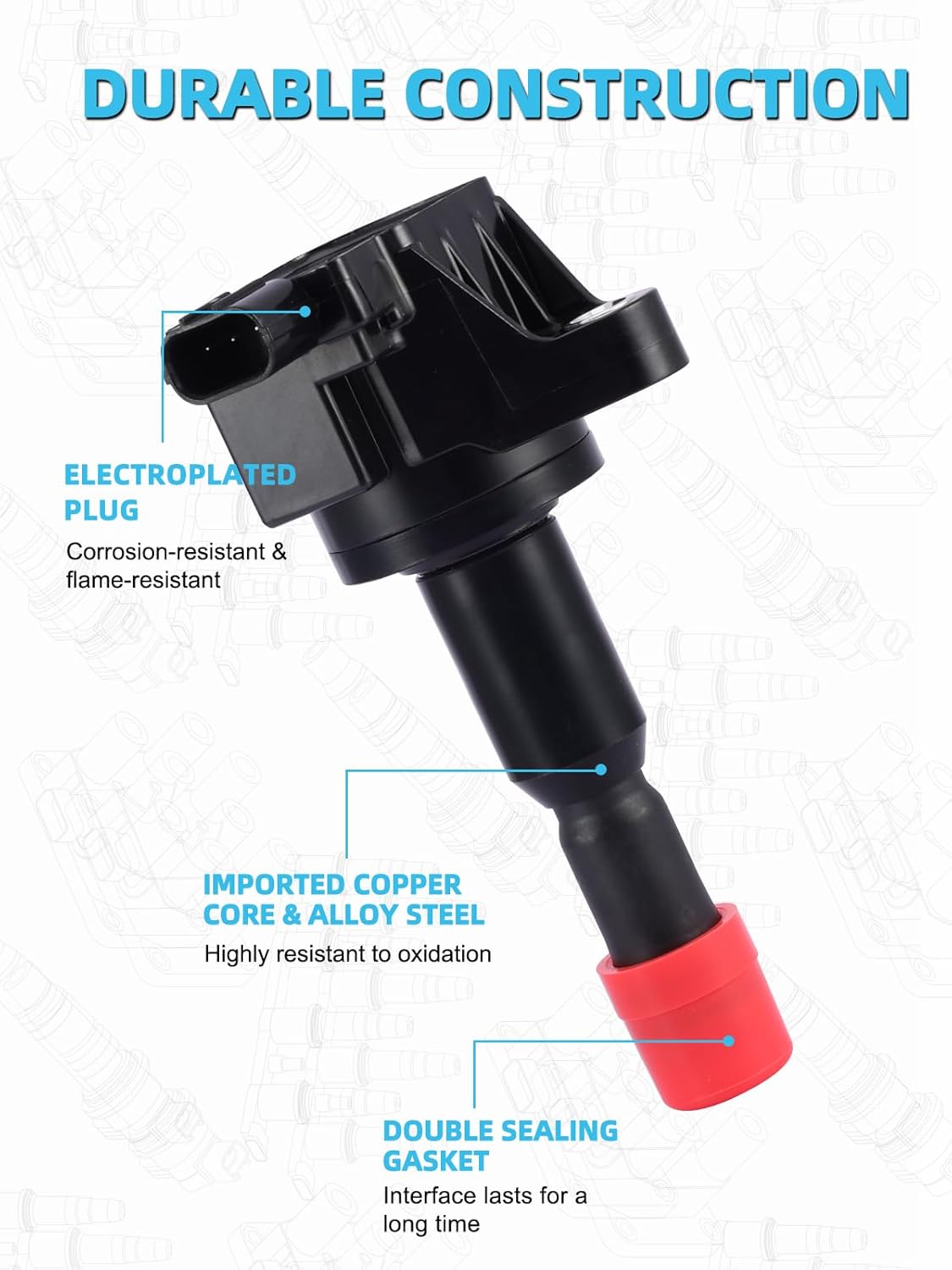 UF581 Ignition Coil & 4504 Iridium Spark Plug 4 PCS (1.5L L4) For Honda Fit 2007 2008, 6732308 IGC0053 GN10249 5C1635 1788374