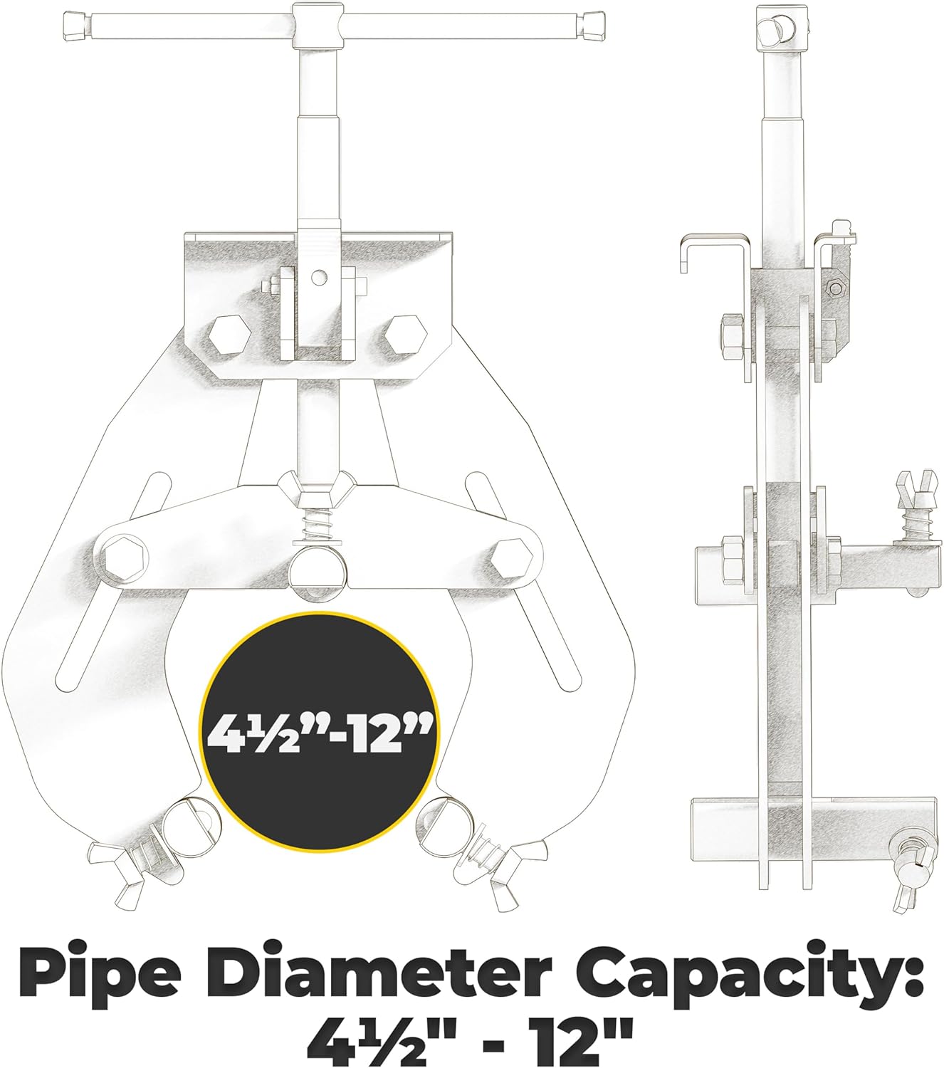 Strong Hand Tools, Pipe Alignment Clamp, Pipe Diameter Capacity: 4.5" - 12", Fit-Up Clamp, Quick Acting Screws, Stainless Steel Contact Adjustment Screws, CPA120