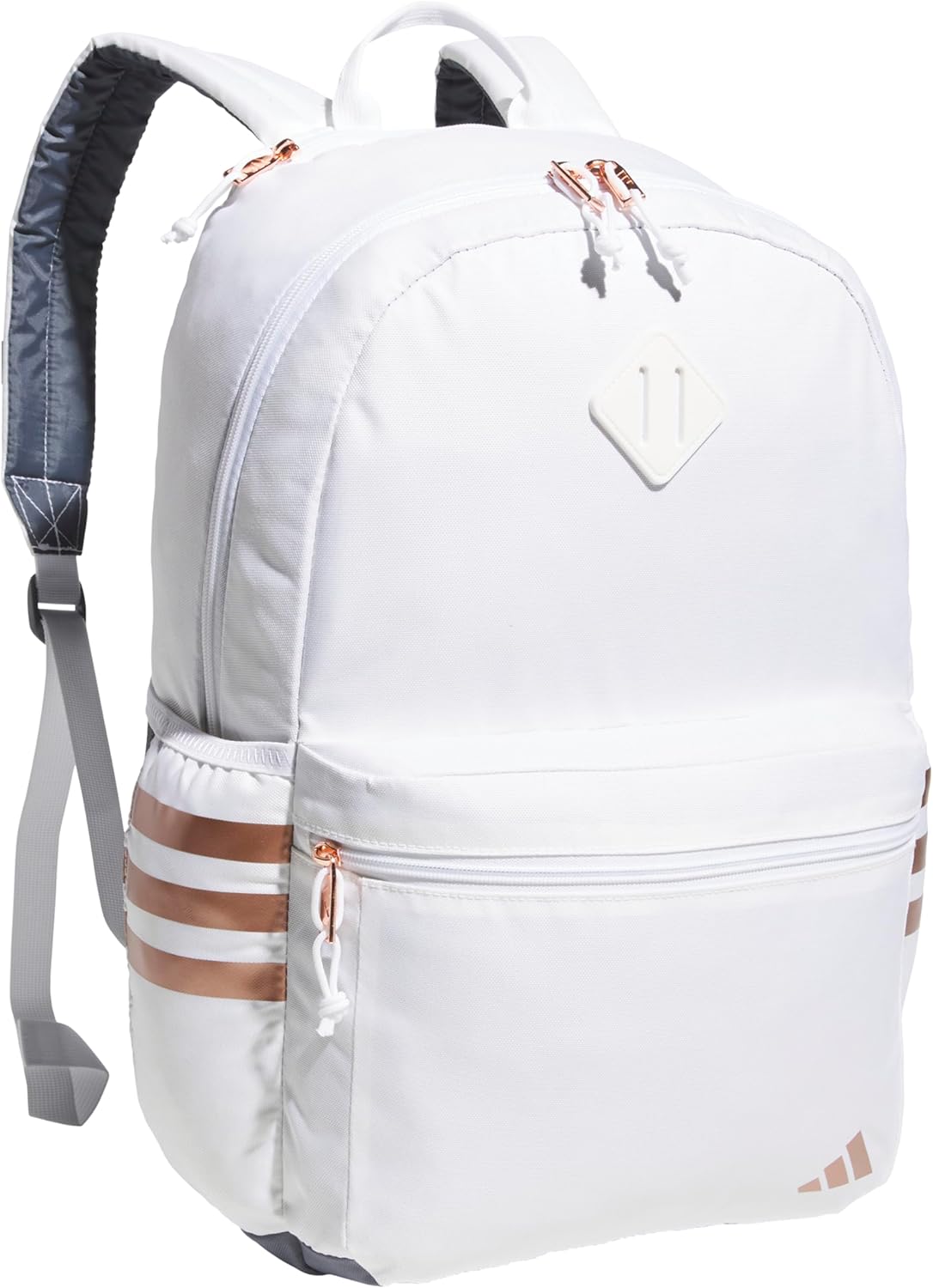 adidas 3-Stripe Classic Backpack for Men and Women, Bag with Laptop Sleeve, Woodland Floral Chalk White/Wonder Orchid Purple/5.0, One Size