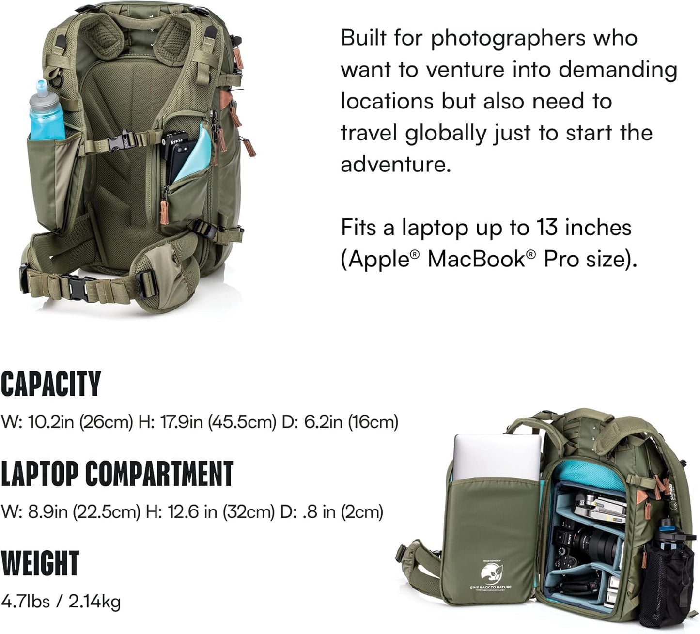 Shimoda Explore V2 25 Liter Adventure Backpack Starter Kit with Small Mirrorless Core Unit, Army Green