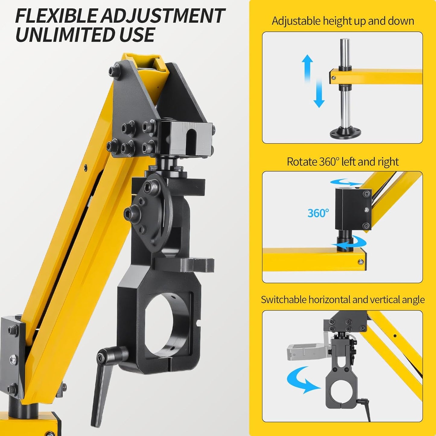 Aluminum Tapper Bracket,Drill Bracket,360 Degree Tapping Machine Flexible Arm,Screwdriver Wrench Handheld Hardware Tools(Universal Clamp 60MM/2.36in)