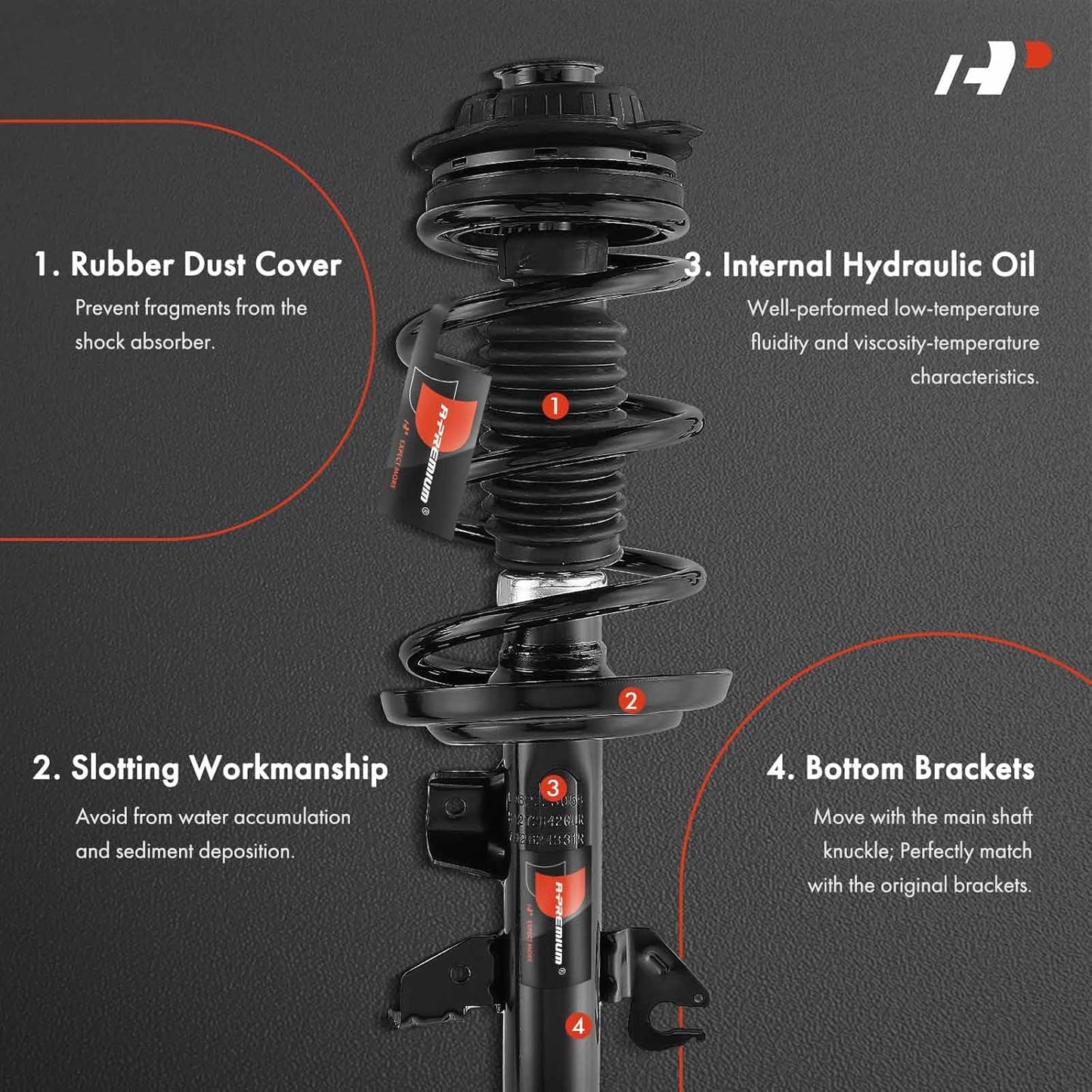 A-Premium Front Pair (2) Complete Strut & Coil Spring Assembly Compatible with Dodge Dart 2013 2014 2015 2016
