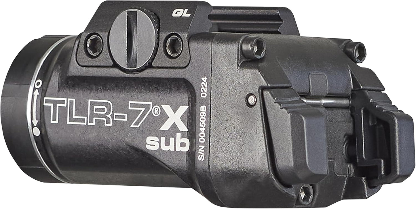 Streamlight 69405 TLR-7 X sub USB 500-Lumen 5000-Candela Weapon Light Designed Exclusively and Solely for Railed Glock 43X/48 MOS/43X/48 Rail Handguns with Mounting Kit, Key, and Multi-Tool, Black