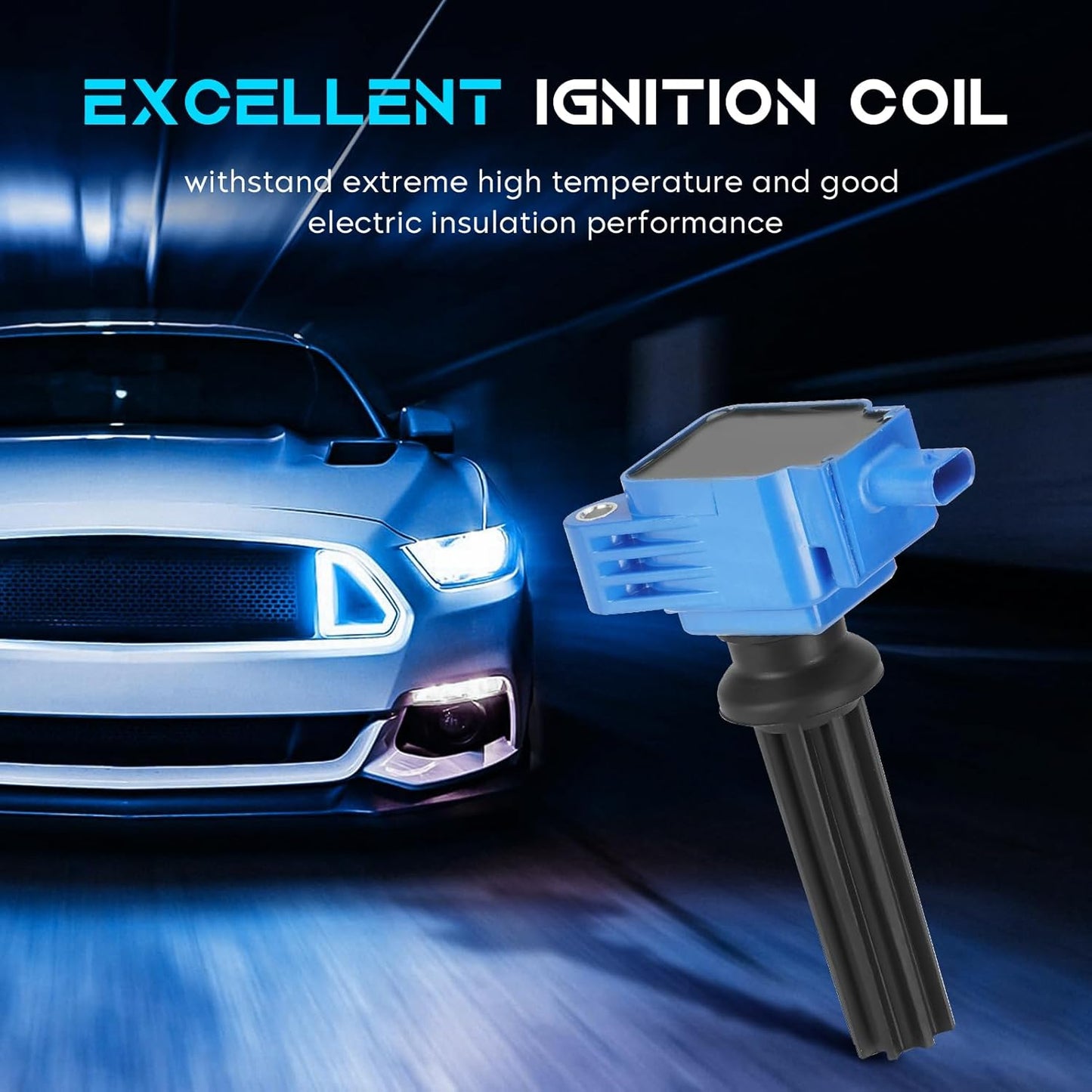 Blue Set of 4 Ignition Coil Pack 2L Compatible with 2012-2017 Ford Edge Taurus, 2013-2019 Escape Fusion Lincoln MKZ, 2012-2019 Explorer Focus Replace DG546 UF670