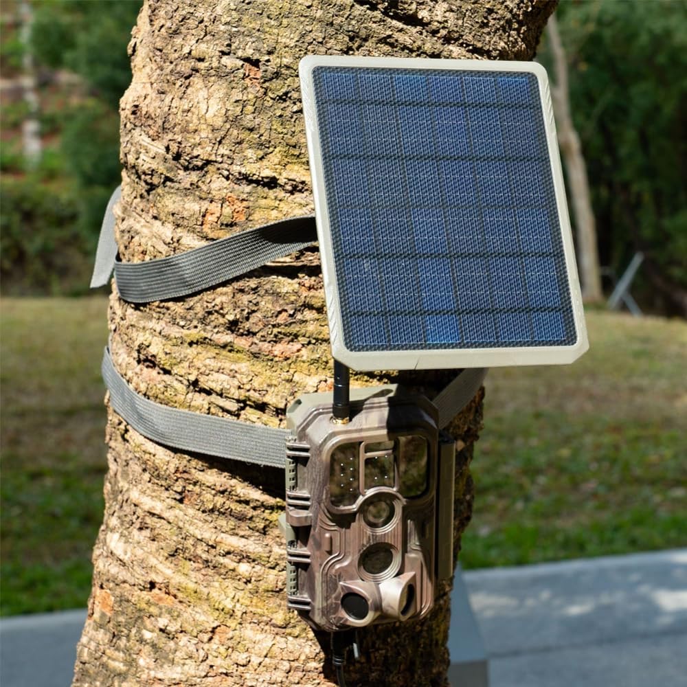 Solar Panel 5200mAh for Trail Camera, Built-in Rechargeable Lithium Battery, 12V/1A, 9/1.3A, 6V/2A, 5.5x2.1 and 4.0x7.1mm DC Plug, 13-feet Cable