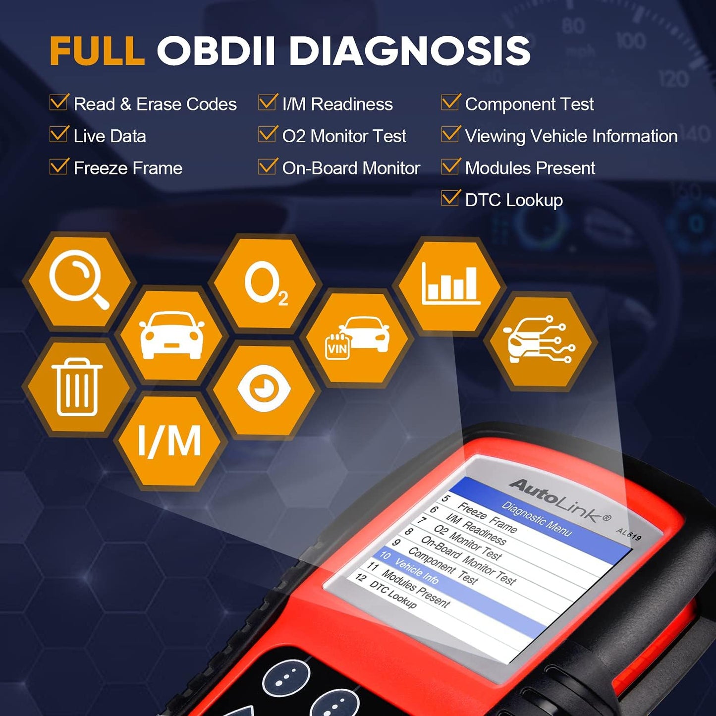 Autel AutoLink AL619 Scanner, 2025 ABS SRS Airbag Warning Light Diagnostic Scan Tool, Up of AL519 ML519 ML619, 10 OBDII Test Modes, DTCs Lookup, Live Data, Turn Off Check Engine Light OBD2 Code Reader