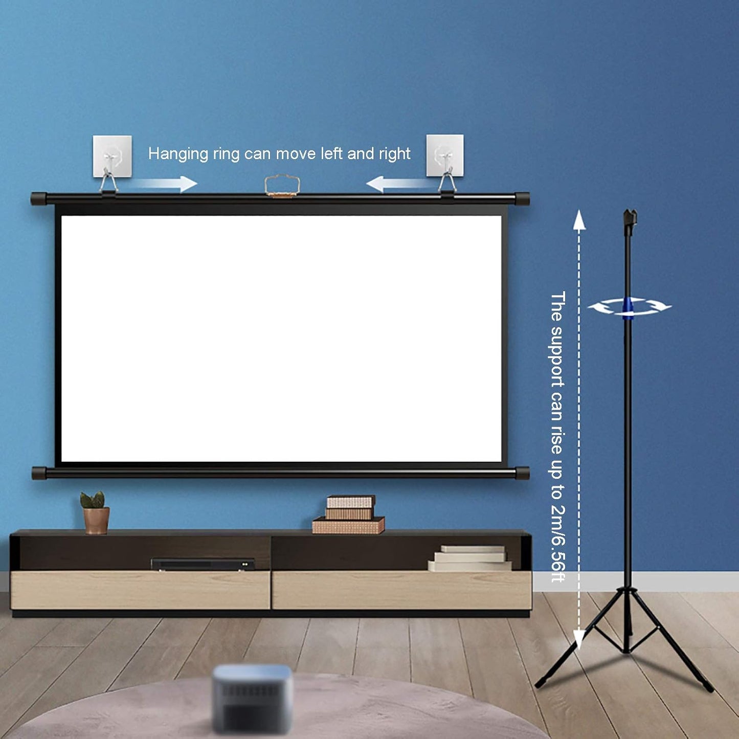 4:3/16:9 HD Portable Bracket Projection Screens, Foldable Tripod Projection Screens Independent Mobile Projection Screens for Indoor Outdoor Home Theater,100inch 16:9