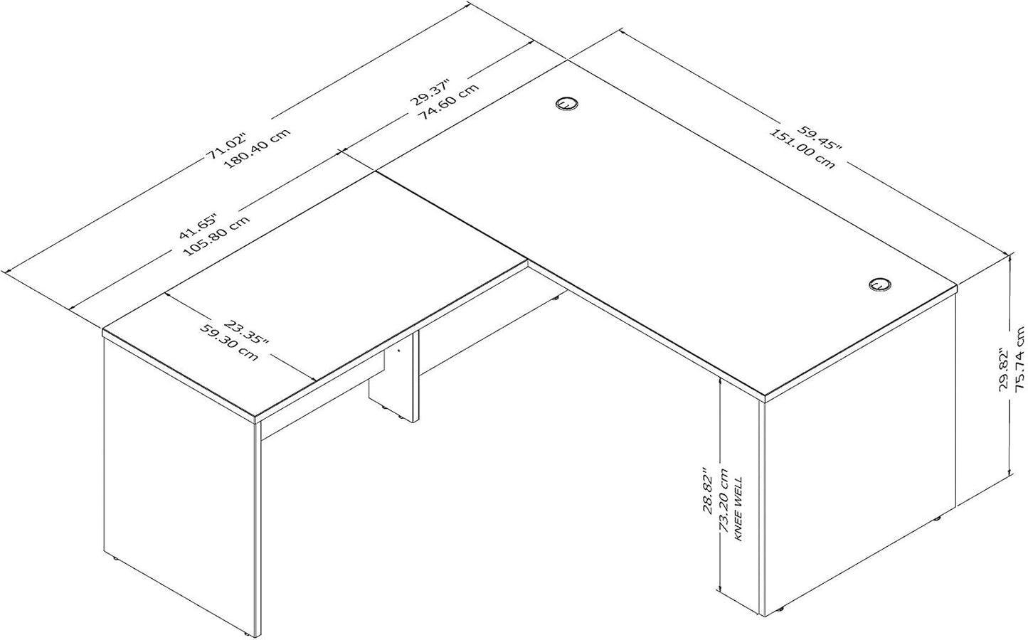 Bush Business Furniture Studio C 60W x 30D L Shaped Desk with 42W Return in Platinum Gray, L Workstation for Home or Professional Office