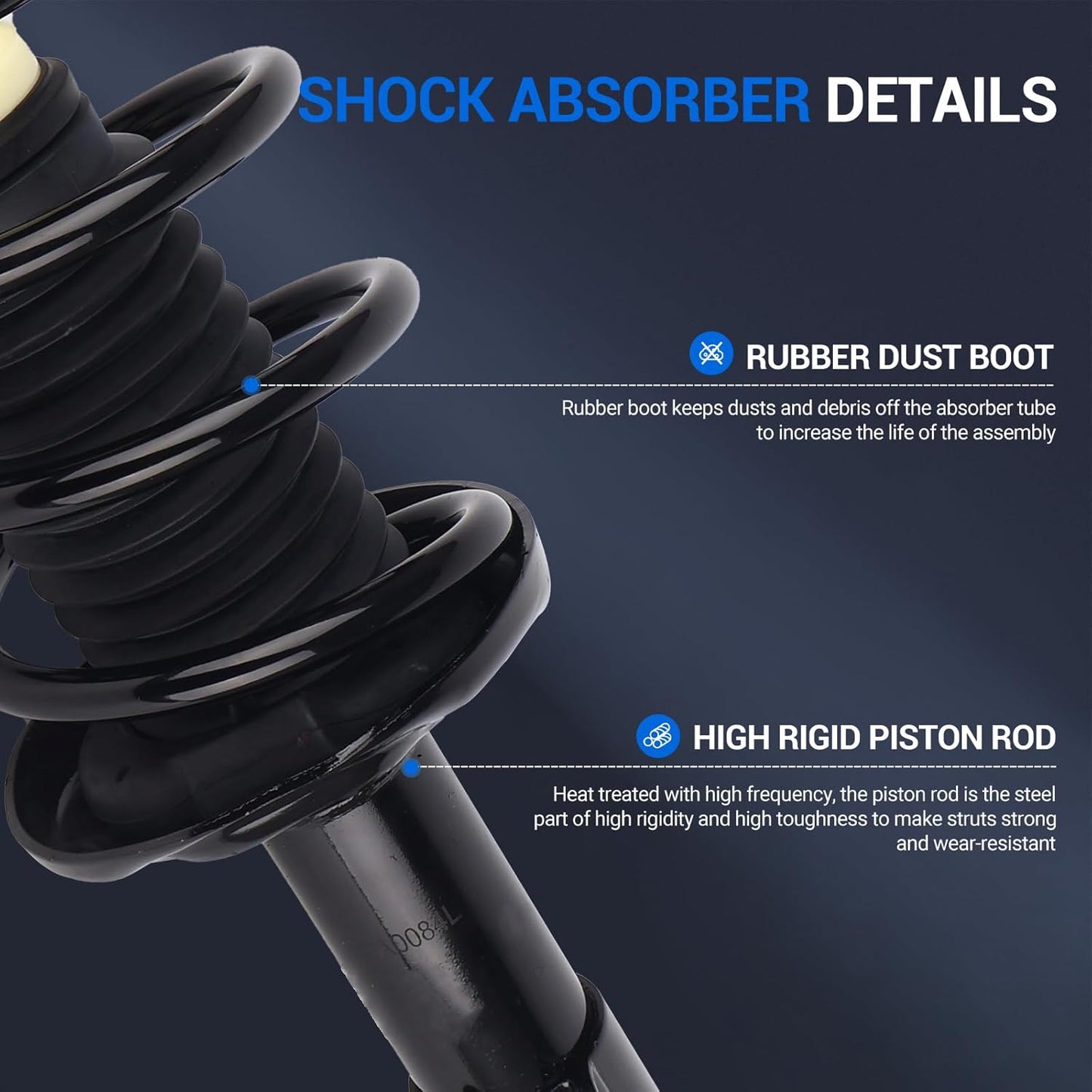 Autoround 172285 172284 Front Complete Shock Absorber Compatible with Honda Civic 2006 2007 2008 2009 2010 2011 1.8L Coupe Struts with Coil Spring Assembly