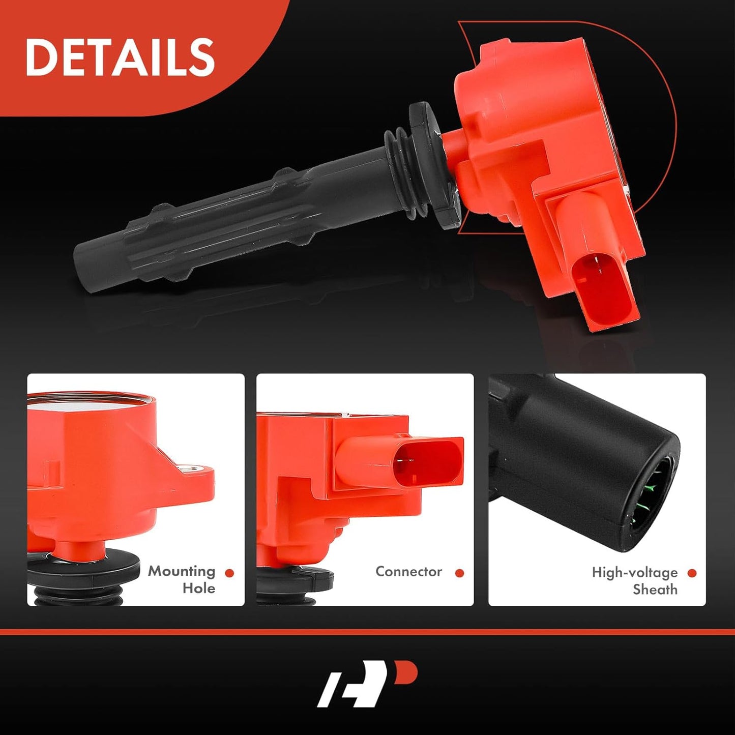 A-Premium (Red) Engine Ignition Coil Pack Compatible with Mercedes-Benz C230, C250, C280, C350, E300, E350, GLK350, GL320, S400, SLK280 & Dodge Sprinter 2500 & Freightliner Sprinter 3500, 8-PC Set
