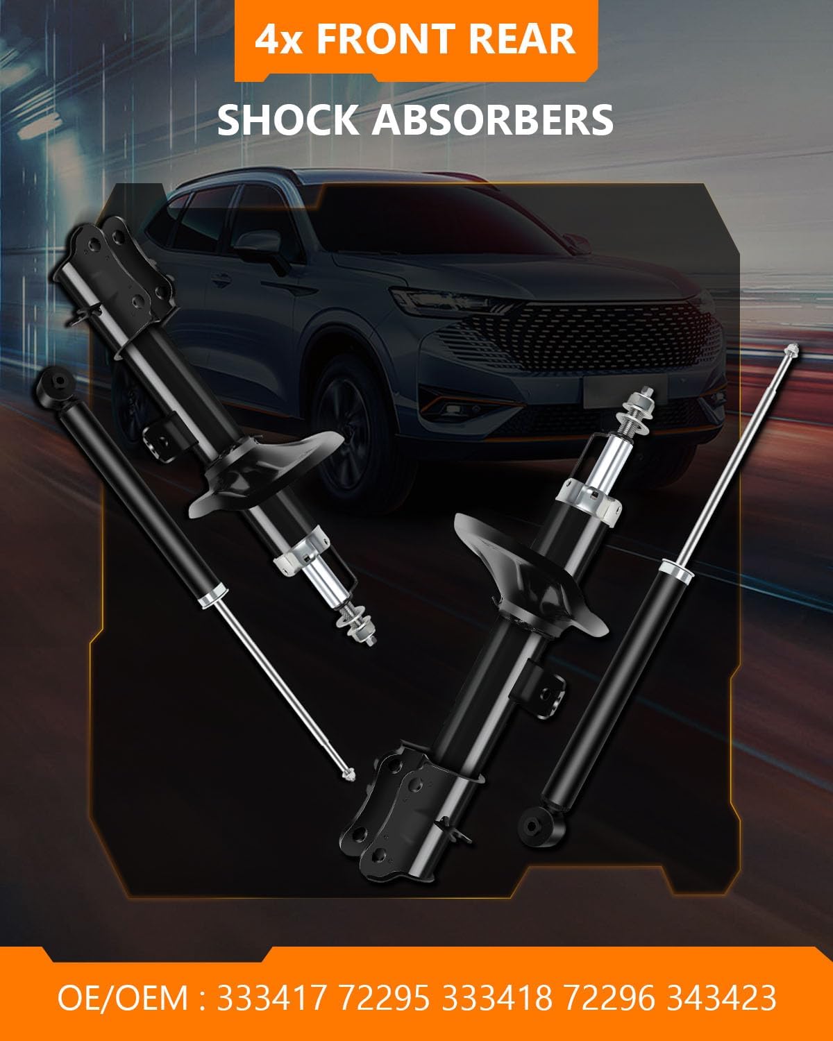 Shocks and Struts Front and Rear,OCPTY Shock Absorbers for Chevy Fits 2004-2011 for Chevy Aveo,06-09 for Chevy Aveo5,09 10 for Pontiac G3,05-08 for Pontiac Wave Suspension Kits 333418 (Pack of 4)