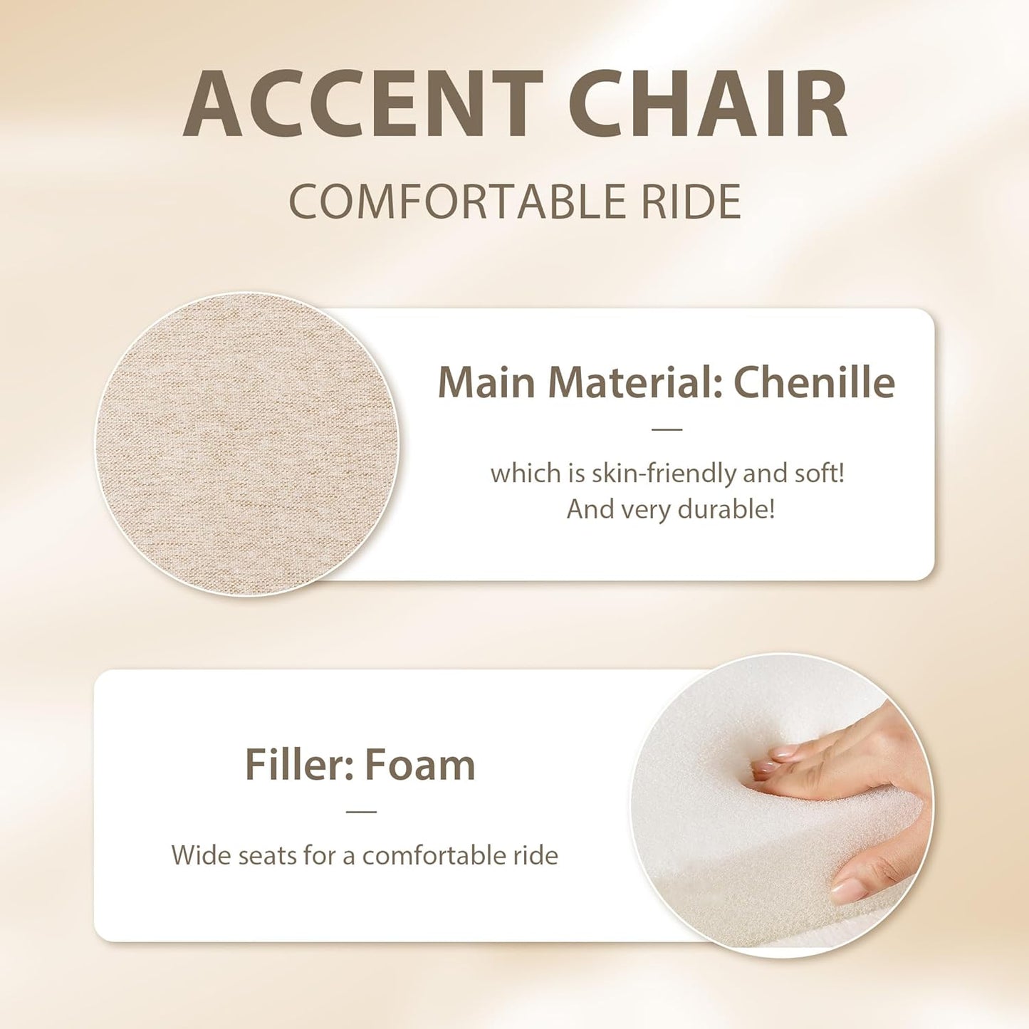 Aoiy & Wifon 31.9" W Swivel Accent Chair, 360 Degree Modern Living Room Chair, Swivel Barrel Chairs for Living Room/Bedroom, Chenille,Beige, 2PACK