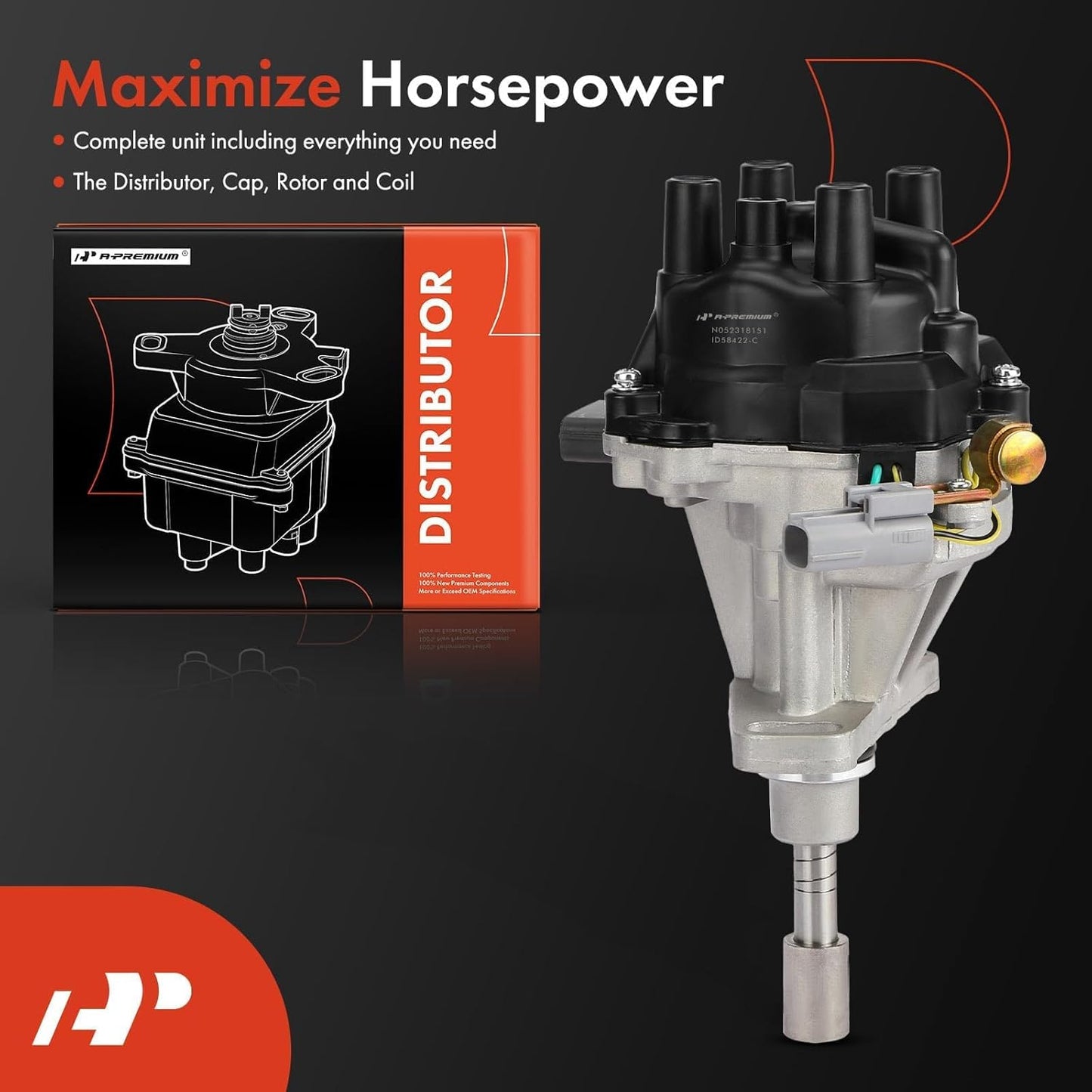 A-Premium Ignition Distributor with Cap and Rotor Compatible with Nissan Pickup 1996-1997 2.4L
