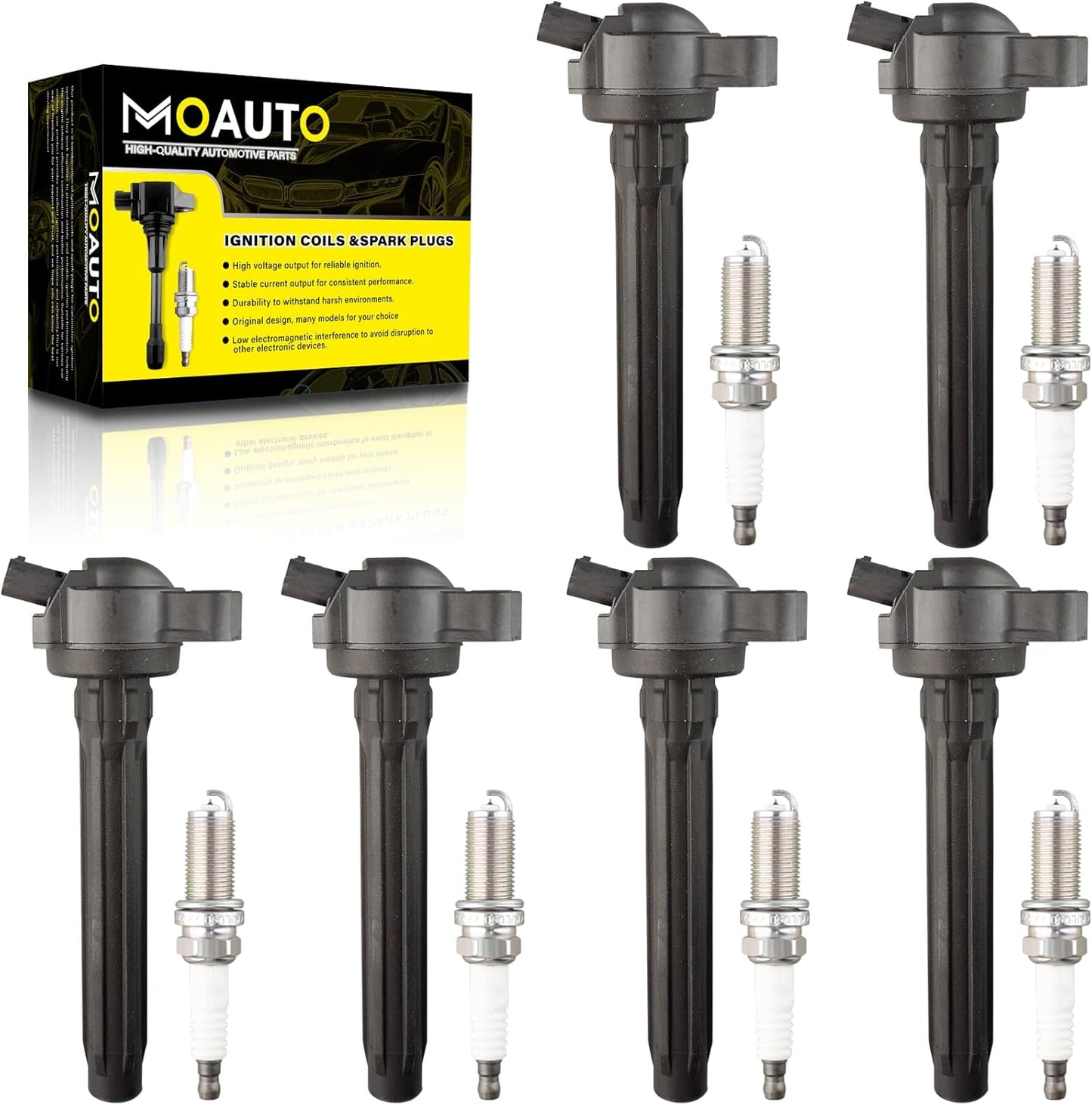 Set of 6 Ignition Coils Pack UF796 90919-A2008 & 6 PCS Iridium Spark Plugs Compatible with Lexus GS350 GS450h IS300 IS350 LC500h LS500h RC300 RC350 RX450h RX450hL Toyota Highlander Tacoma