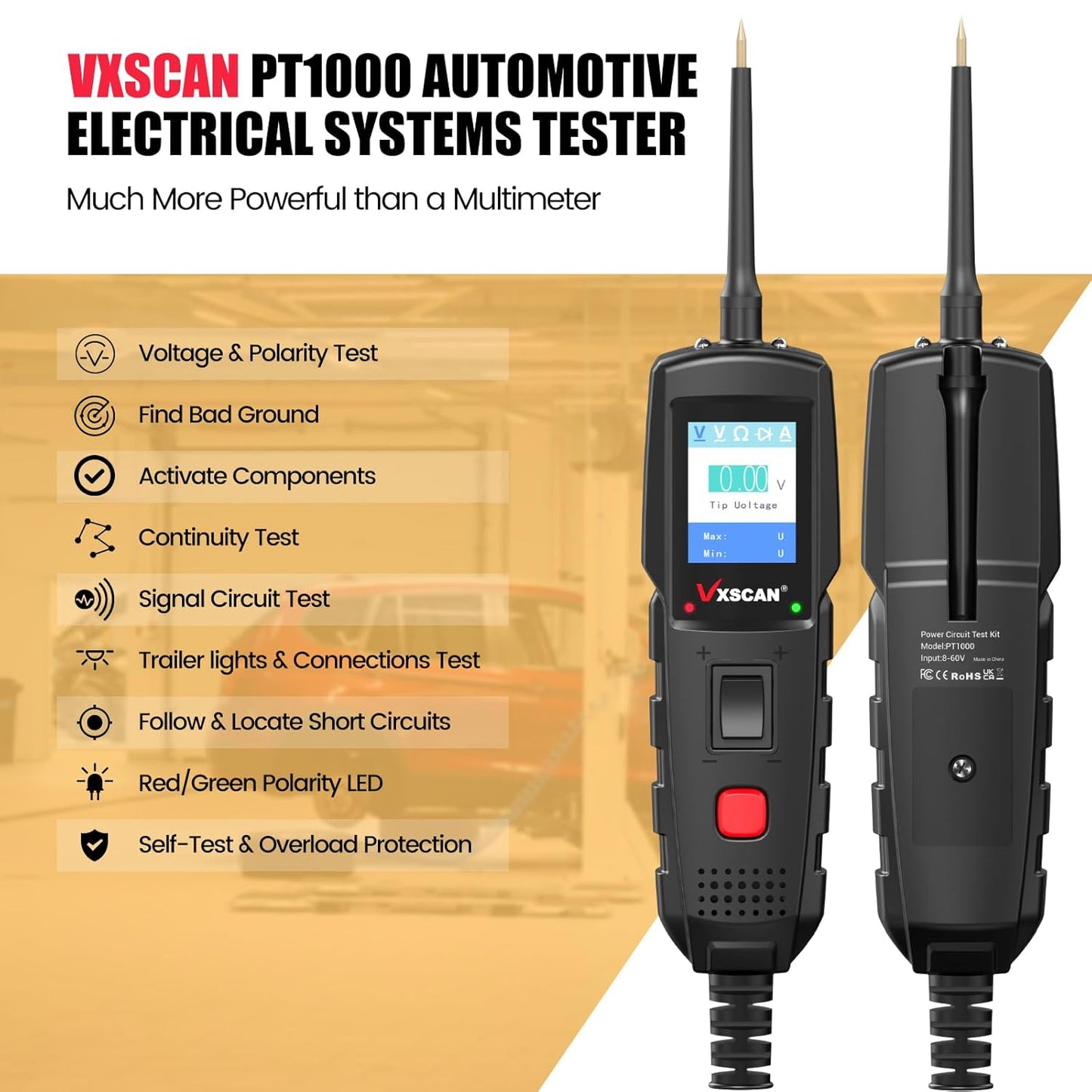 Automotive Power Circuit Probe Kit, Circuit Tester Breaker Finder Tool, 12/24V Short Open Breaker Circuit Finder Wire Tracer AC/DC Trailer Relay Fuse Test with 20FT Cord