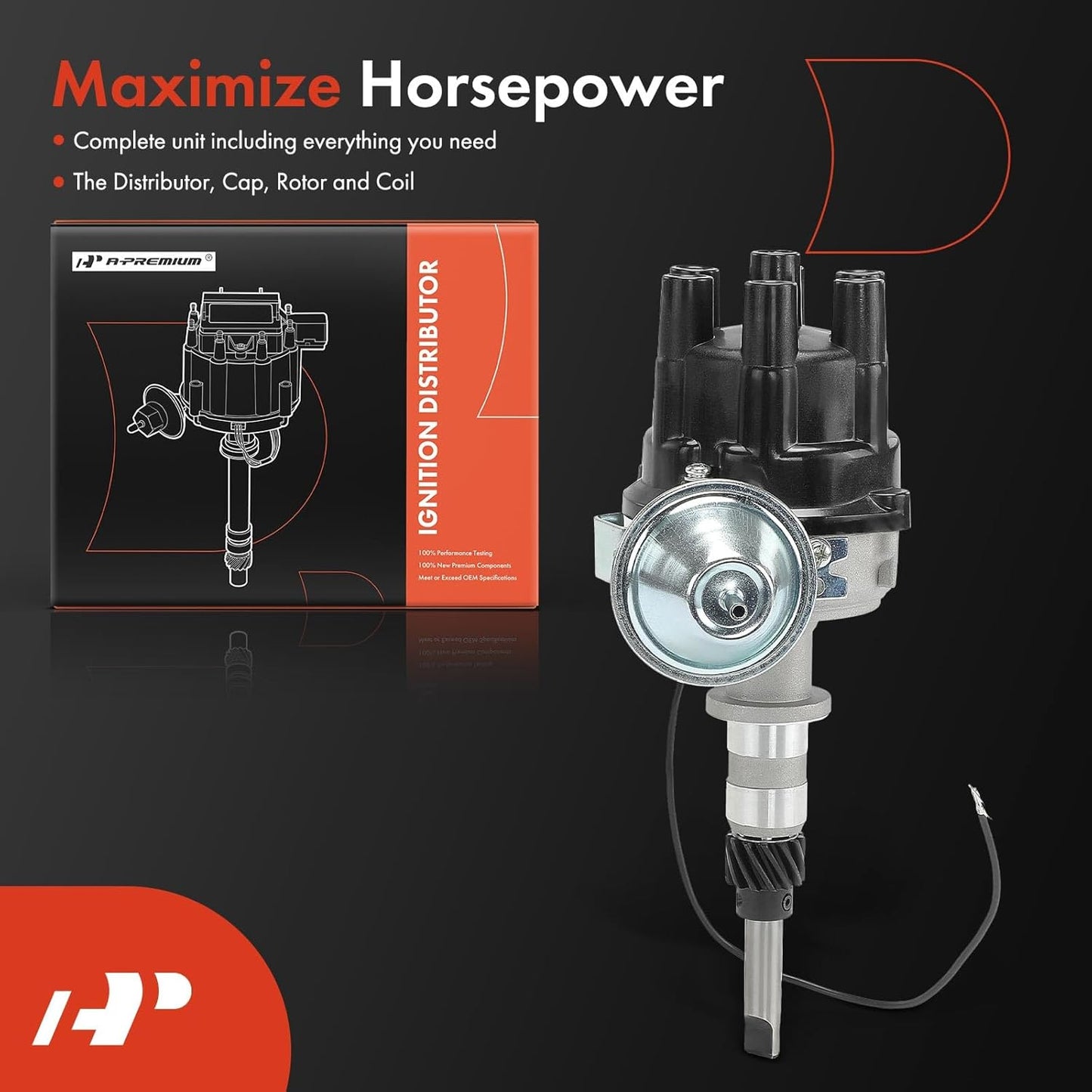A-Premium Ignition Distributor with Cap and Rotor Compatible with Chevrolet Malibu, Impala, Camaro, Suburban, Chevelle, Blazer, Caprice & GMC & Buick & Checker & Oldsmobile & Pontiac & Studebaker