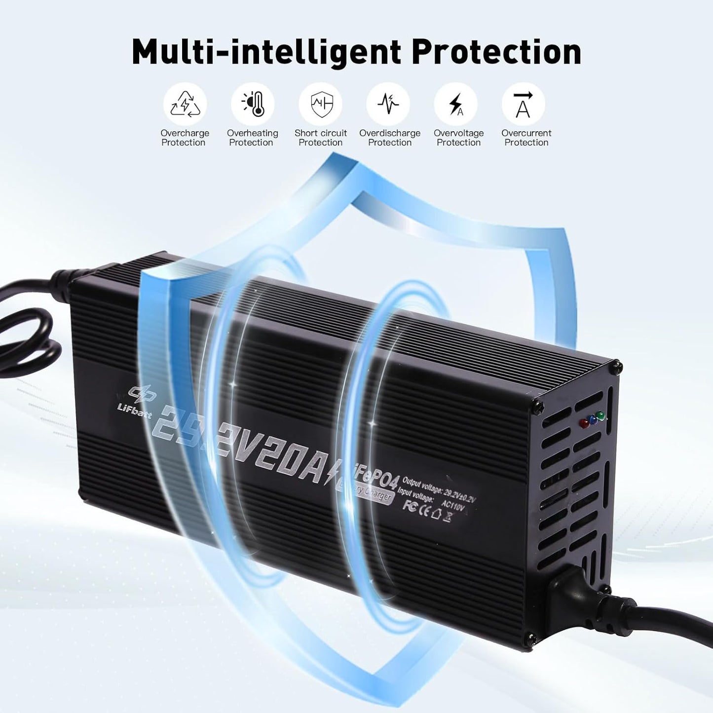 24V 20A LiFePO4 Battery Charger 29.2V Lithium Battery Smart Charger with Anderson Connector and Anderson to M8 Adapter Cable,for Lithium LiFePO4 Deep Cycle Rechargeable Batteries of Car Truck Boat RV