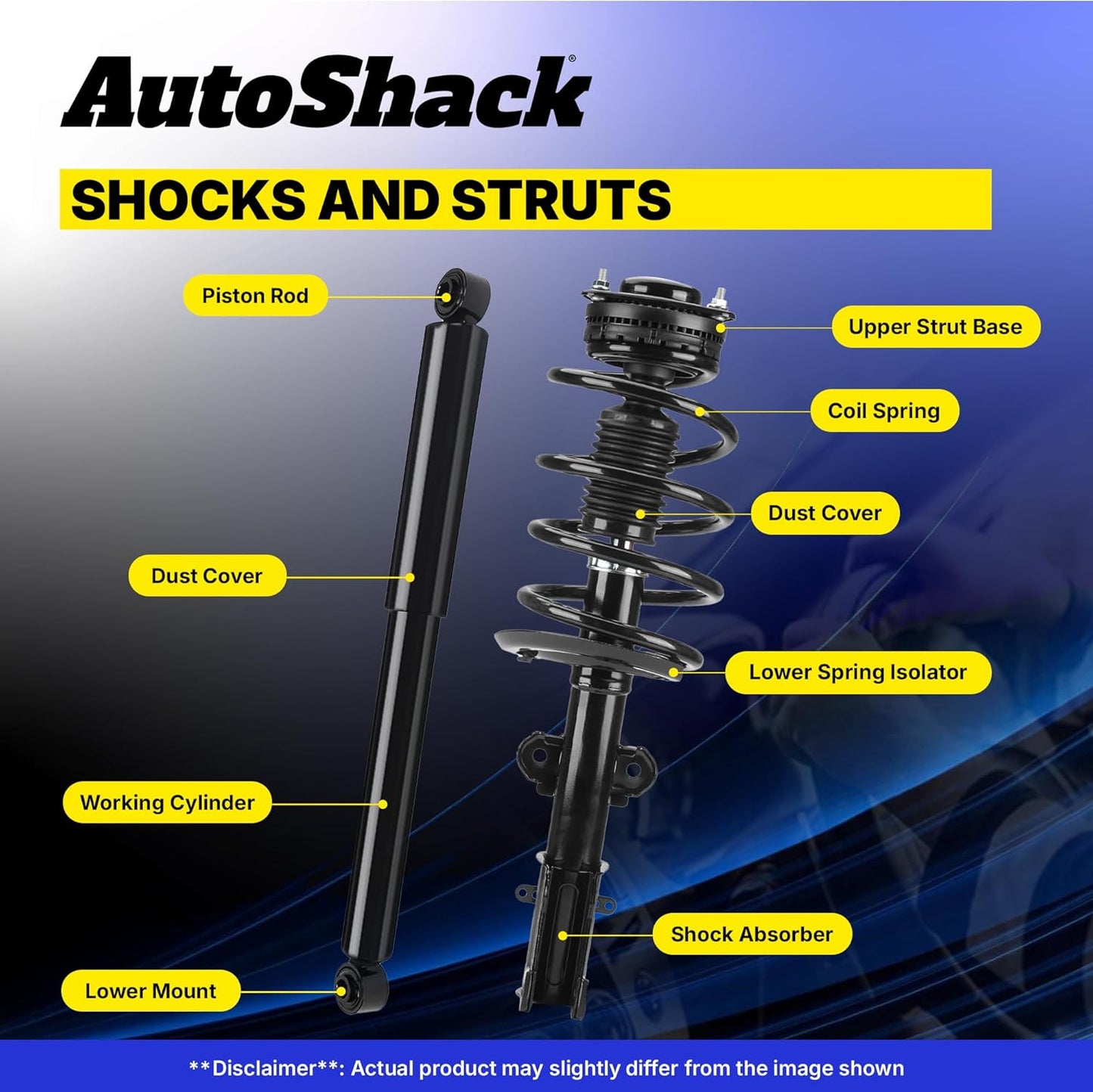 AutoShack Front Complete Strut & Coil Spring Assembly with Rear Shock Absorbers Set for Lincoln Mark LT 2004-2008 Ford F-150 V8 4WD | Full-vehicle Suspension System Replacement Kit CSS119-264PR