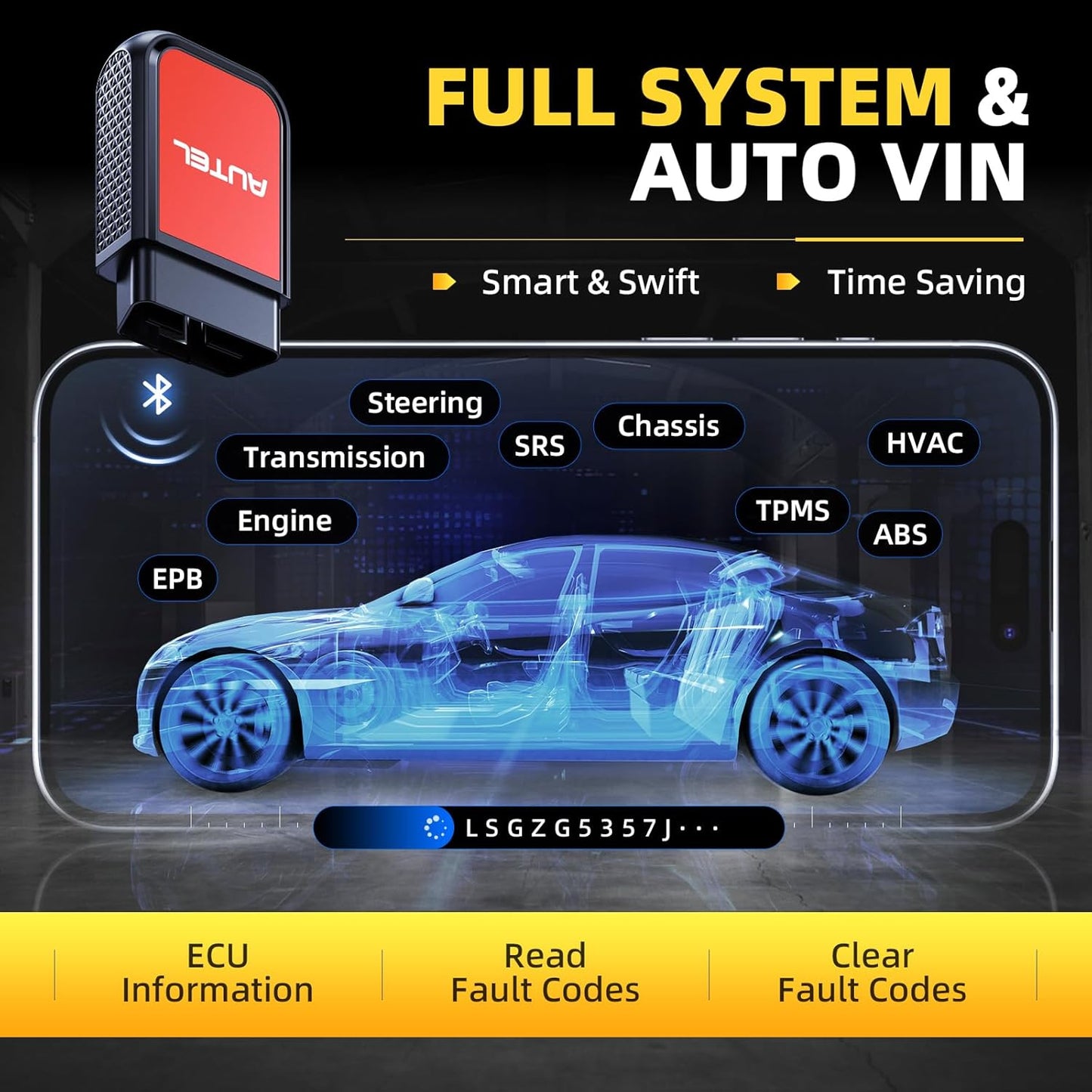 Autel AP2500/AP2500E OBD2 Scanner Bluetooth Code Reader, Upgraded of AP200, OBDII Scanner All-System Diagnostic Tool, CAN FD, 5 Hot Resets, AutoVIN, Check Engine Light, Car Code Reader for Android/iOS