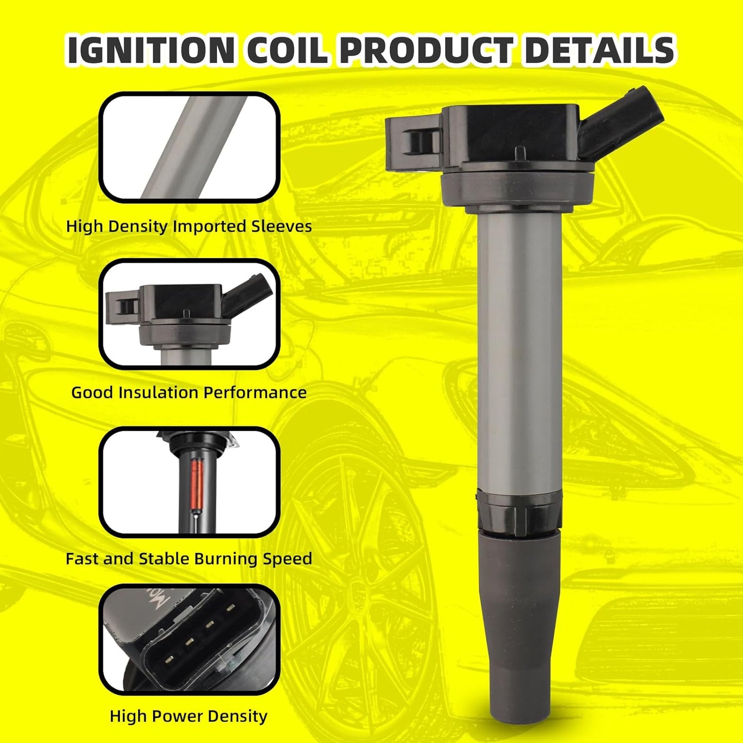 Set of 6 Ignition Coils Pack UF796 90919-A2008 & 6 PCS Iridium Spark Plugs Compatible with Lexus GS350 GS450h IS300 IS350 LC500h LS500h RC300 RC350 RX450h RX450hL Toyota Highlander Tacoma