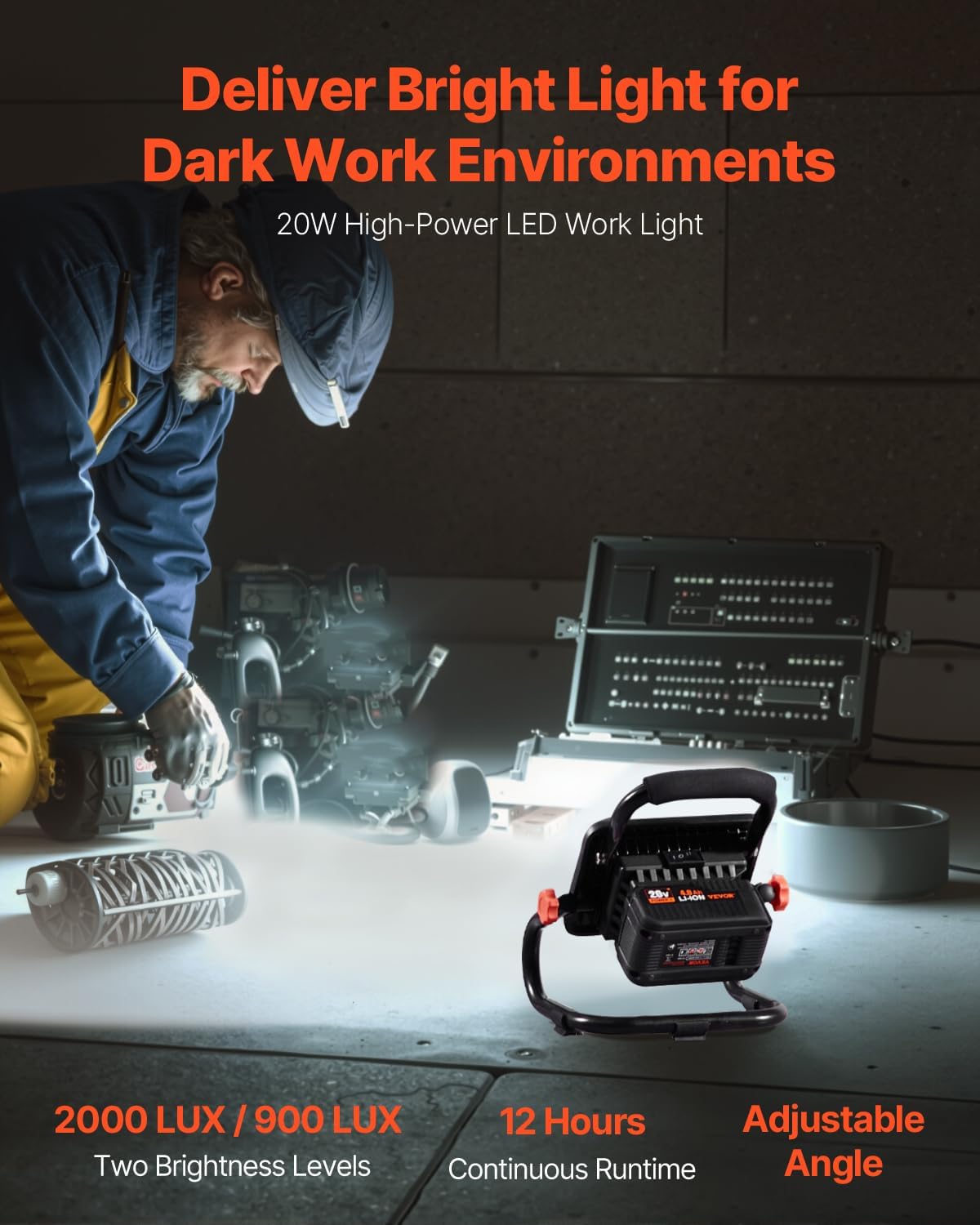 VEVOR Tool Combo Kit, 20V Brushless 5-Tool Combo Kit, Cordless Power, Cordless Drill and Impact Driver, with 4.0 Ah Batteries, Charger, Reciprocating Saw, Circular Saw, and Work Light
