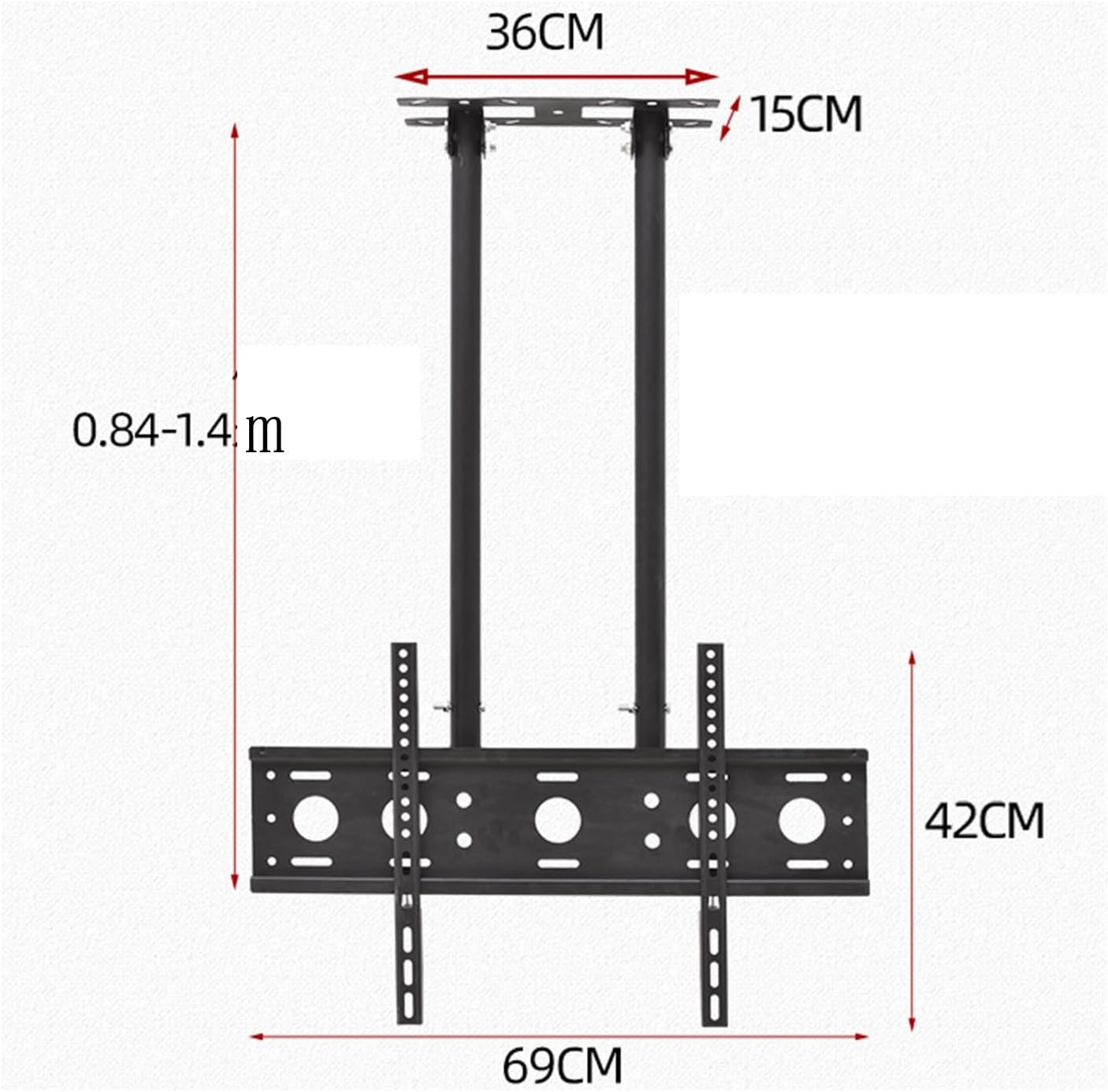 Adjustable Ceiling TV Mount Bracket,2 Post Single Sn TV Mount,Tilt TV Mount for 40-80 Inch TVs,Ceiling Mount, Max 600x400mm,0.84,1.4m