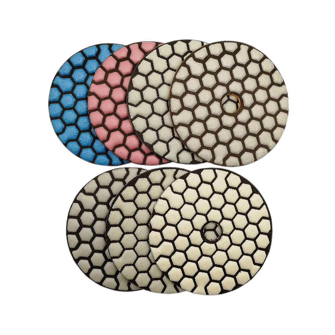 SHDIATOOL 5 Inch Dry Diamond polishing Pads Grit 50 for Granite Marble Quartz(7-Pack)