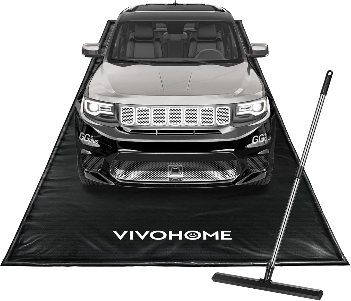 VIVOHOME Containment Mat (8'6" x 20') with Stay Put Corner, PVC Garage Floor Mats, Heavy Duty Garage Parking Mat with a Squeegee