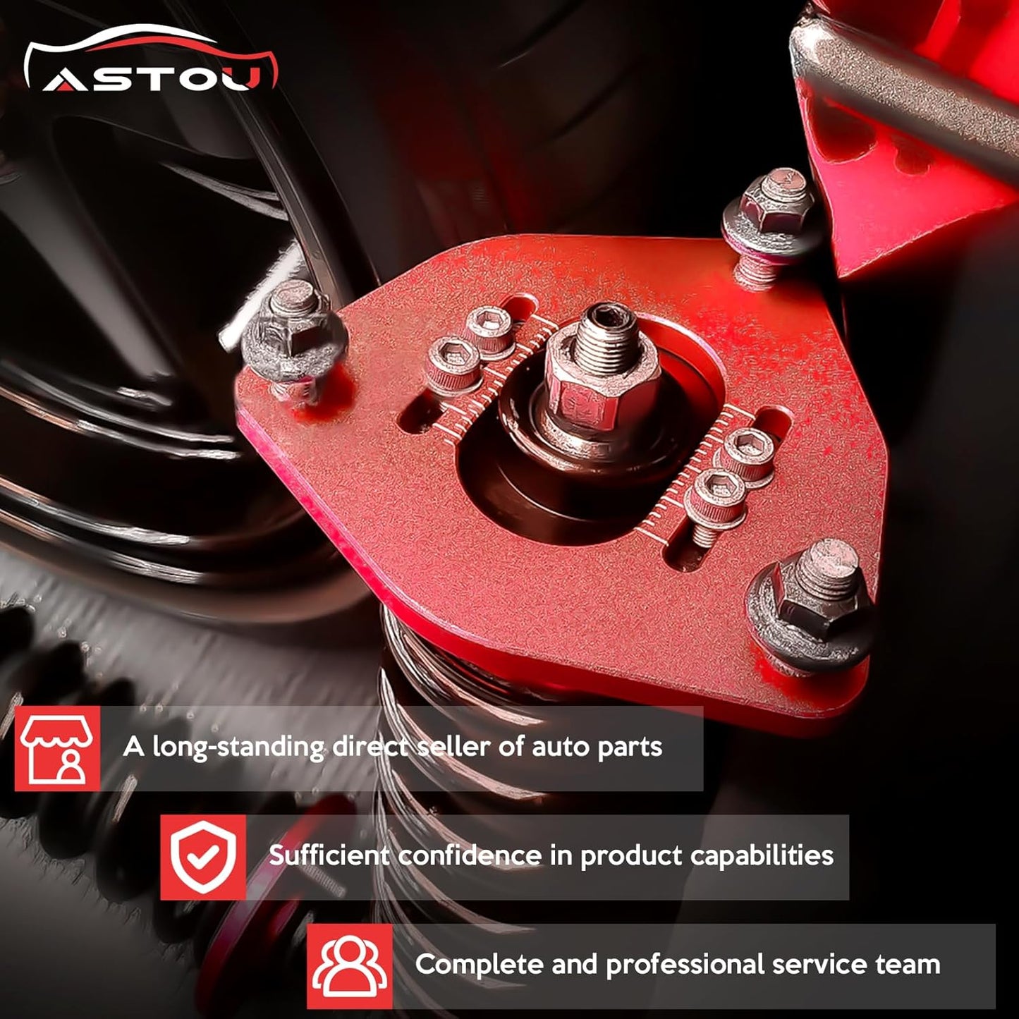 Adjustable Coilover Struts Fit for Ford for Mustang 2005-2014 Replace Coilover Struts Shock Struts Kits Assembly(Red)