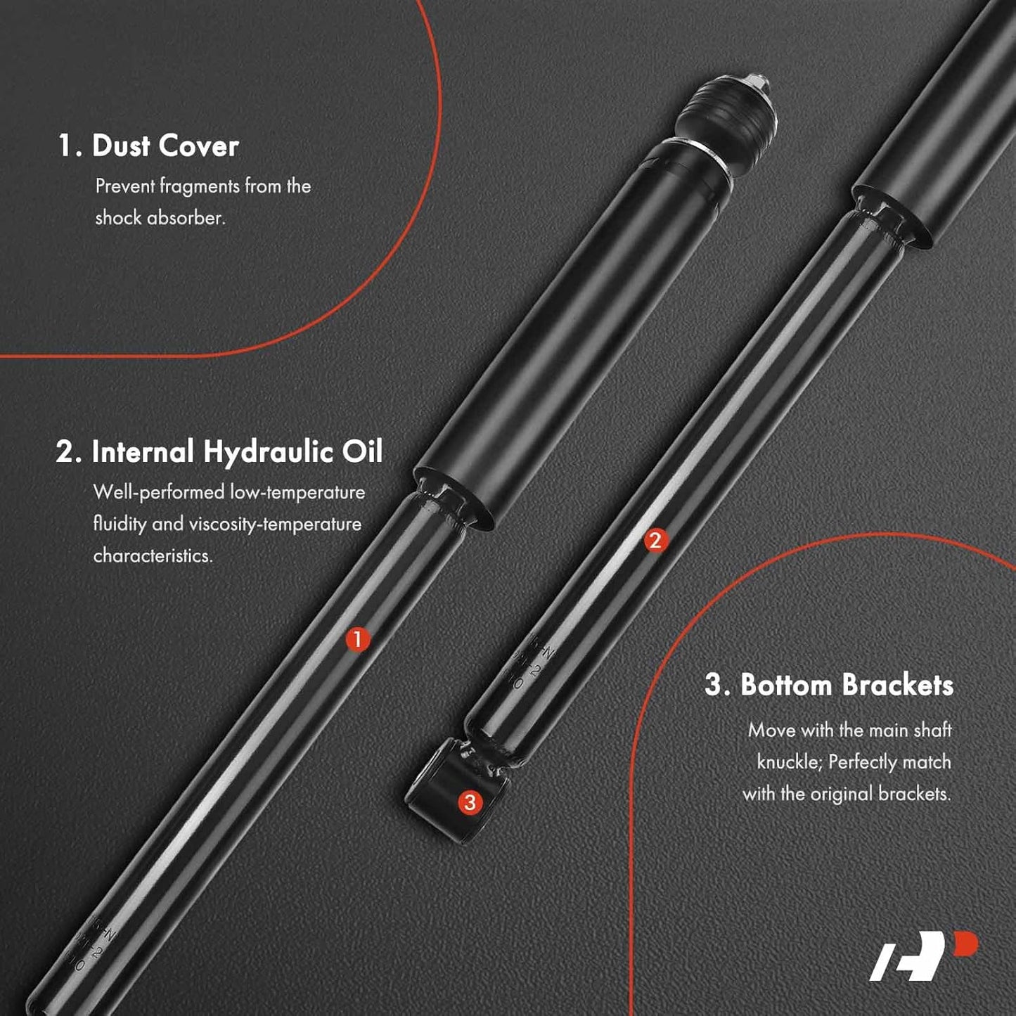 A-Premium Rear Pair (2) Shock Absorber Compatible with Honda Insight 2010 2011 2012 2013 2014, Driver and Passenger Side