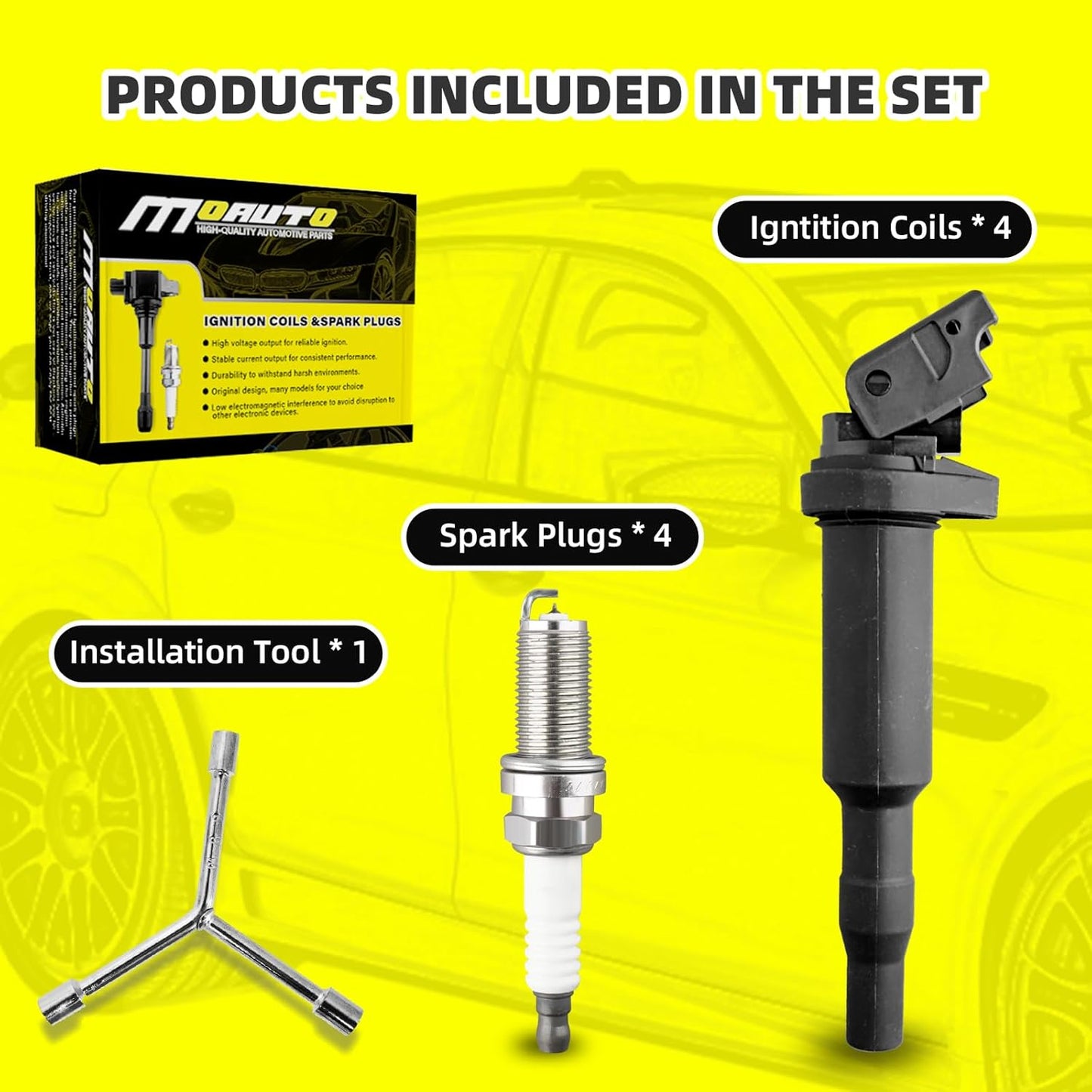 Set of 4 Ignition Coils Pack UF667 65830571 & 4 PCS Iridium Spark Plugs Compatible with BMW 228i 320i 328i 428i 528i X1 X3 X4 X5 Z4 xDrive GT Gran Coupe GC 2.0L