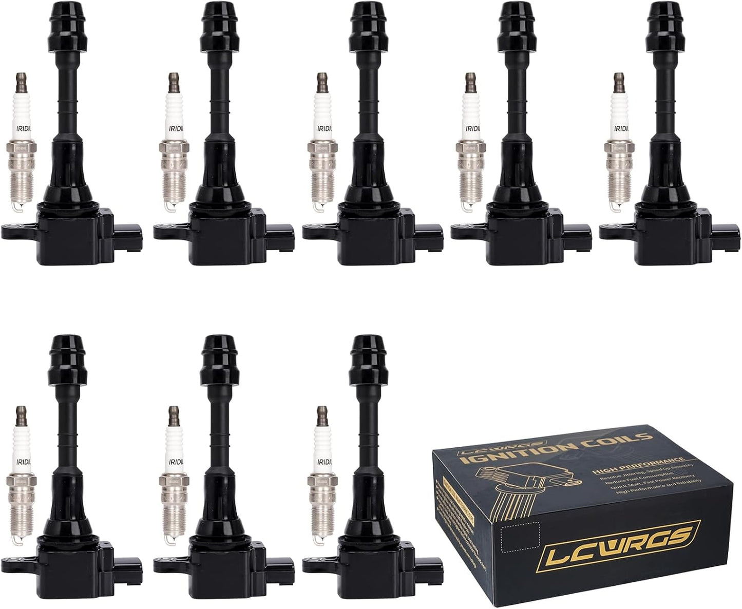 Set of 8 Ignition Coil Pack and Spark Plugs Fits for 2004 2005 2006 2007 Nissan Titan Armada Infiniti QX56 5.6 V8 Replaces# UF510 C1483