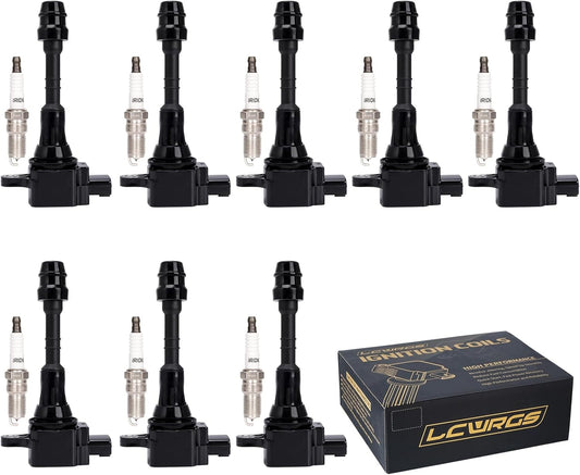 Set of 8 Ignition Coil Pack and Spark Plugs Fits for 2004 2005 2006 2007 Nissan Titan Armada Infiniti QX56 5.6 V8 Replaces# UF510 C1483