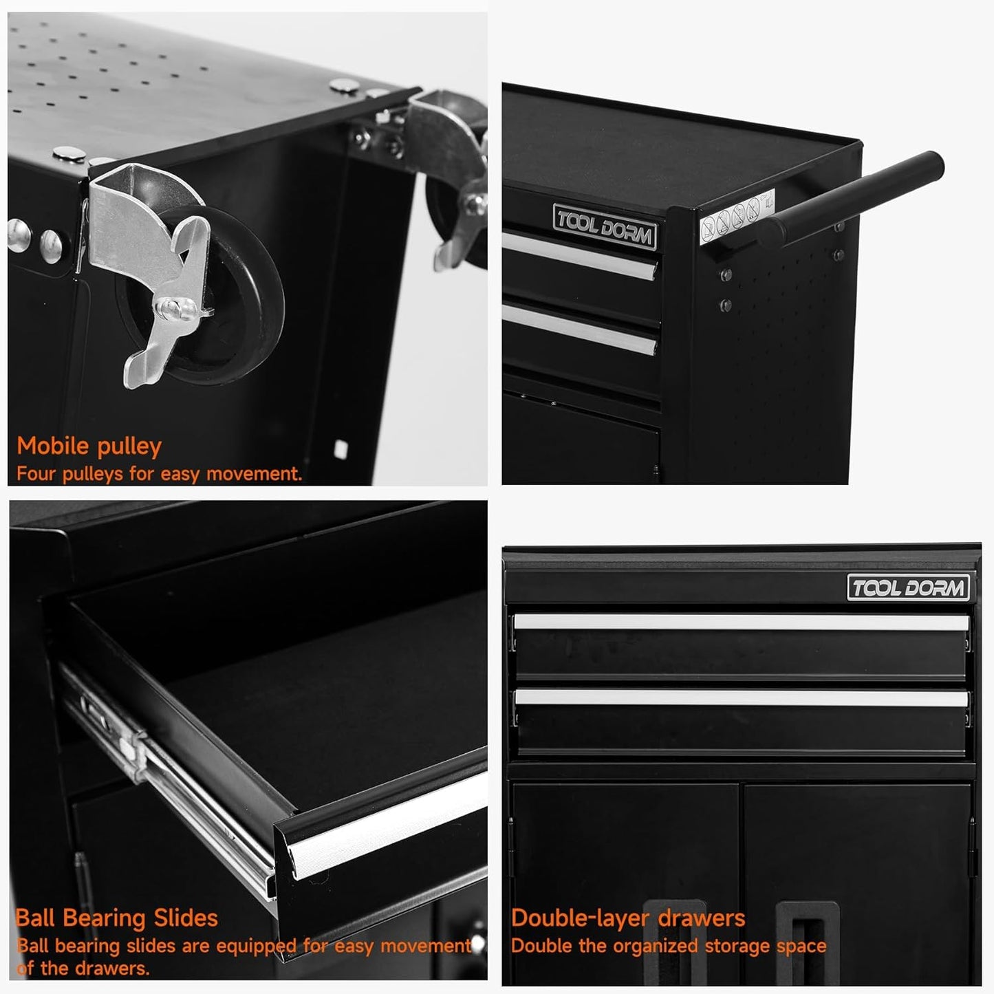 Tool Box Organizer, Rolling Tool Chest with Wheels, Lockable Rolling Tool Cabinets, Tool Cart with Drawers for Workbench, Craftsman, Mechanic, Garage, Workshop(Black, 2 Drawer)