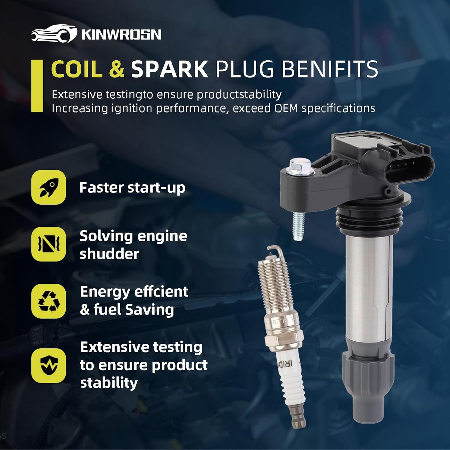 Set of 6 Ignition Coils Pack UF569 and Iridium Spark Plug 90117 compatible with GMC Acadia Canyon Terrain Chevy Caprice Colorado Equinox Malibu Cadillac ATS CTS Buick Pontiac Saturn Suzuki