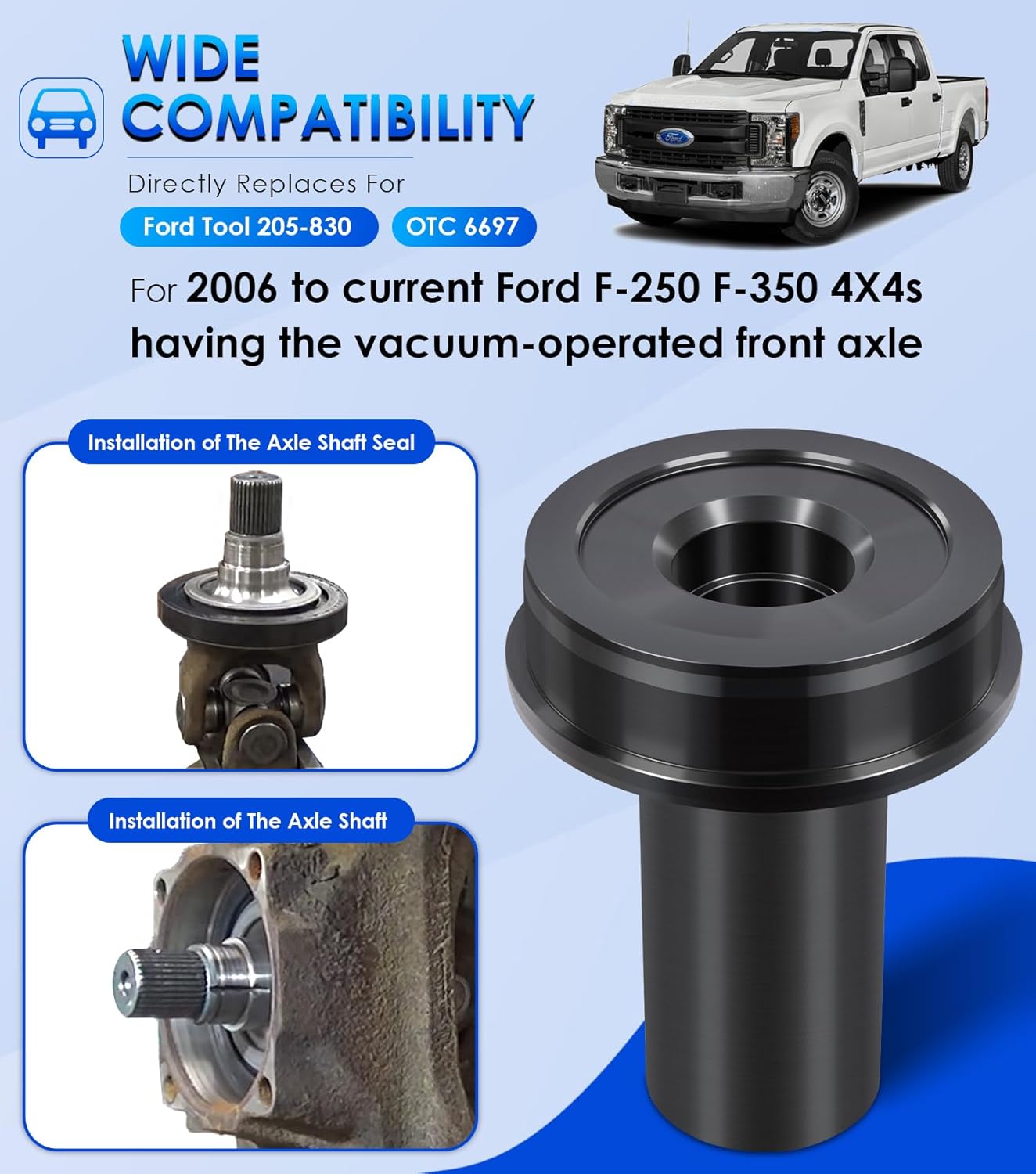 6697 Wheel Knuckle Vacuum Oil Seal Installer Tool for Ford 2005-2019 F-250 F-350 Axle Tools, Axle Shaft Seal Installer Tool