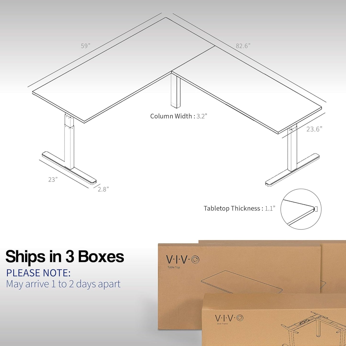 VIVO Electric Height Adjustable 83 x 60 inch Corner Stand Up Desk, 2 Light Wood Solid Table Tops, White Frame, Memory Controller, L-Shaped Workstation, 3E Series, DESK-KIT-3E8C