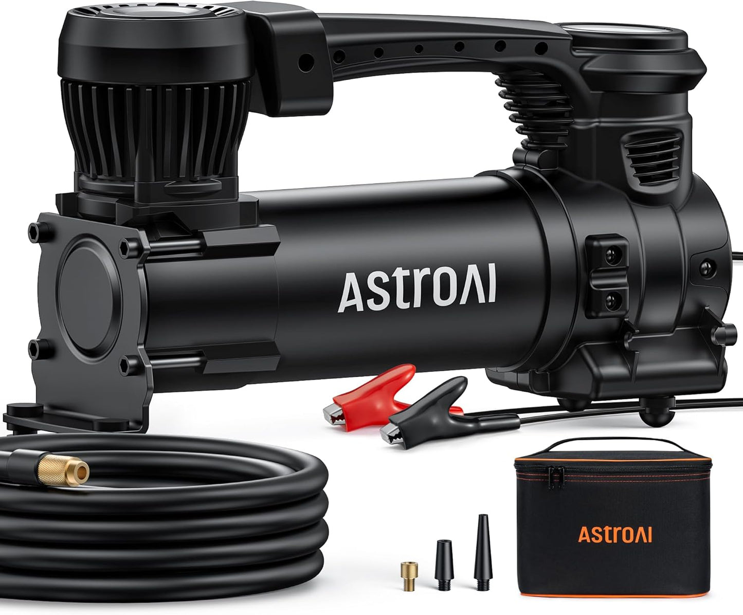 AstroAI T4 Heavy-Duty Air Compressor Auto Shutoff 12V Portable Air Pump with 1.97CFM, 120PSI Digital Car Tire Inflator with Alligator Clips, LED Light for Pickup, Truck, SUV RV for Up to 33 Inch Tires