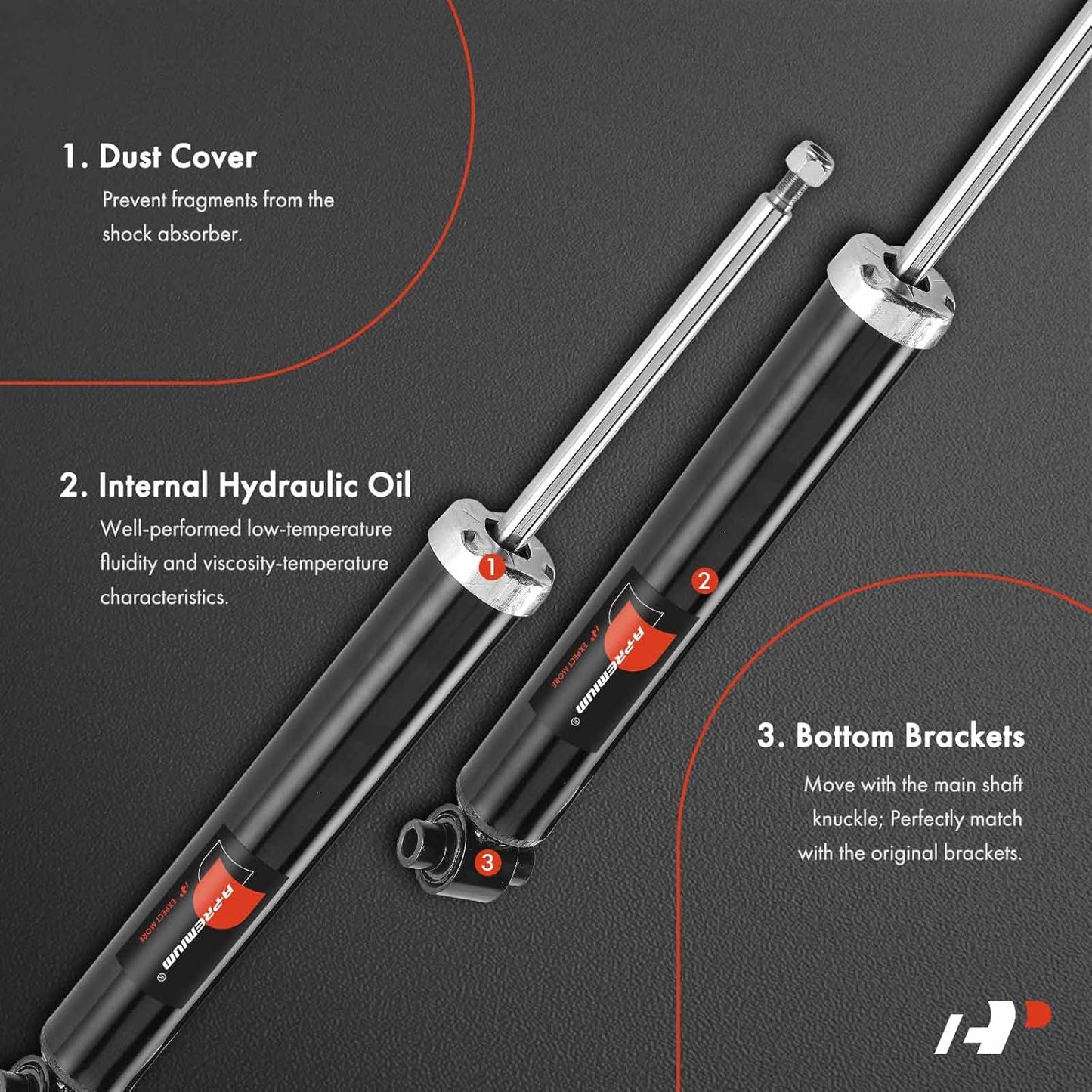 A-Premium Rear Shock Absorbers Compatible with BMW 320i/xDrive, 328d/xDrive, 328i/xDrive, 330e, 330i/xDrive, 335i/xDrive, 340i/xDrive, 428i, 430i, 435i, 440i, 228i, 230i/xDrive