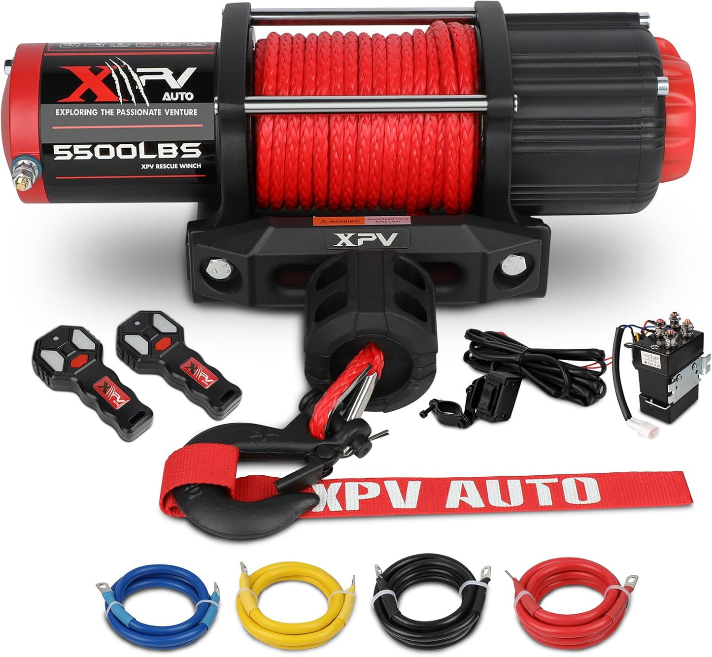 2500lbs Synthetic Winch with Remote Control & Mounting Plate ATV UTV Towing Trailer Winch Off-Road