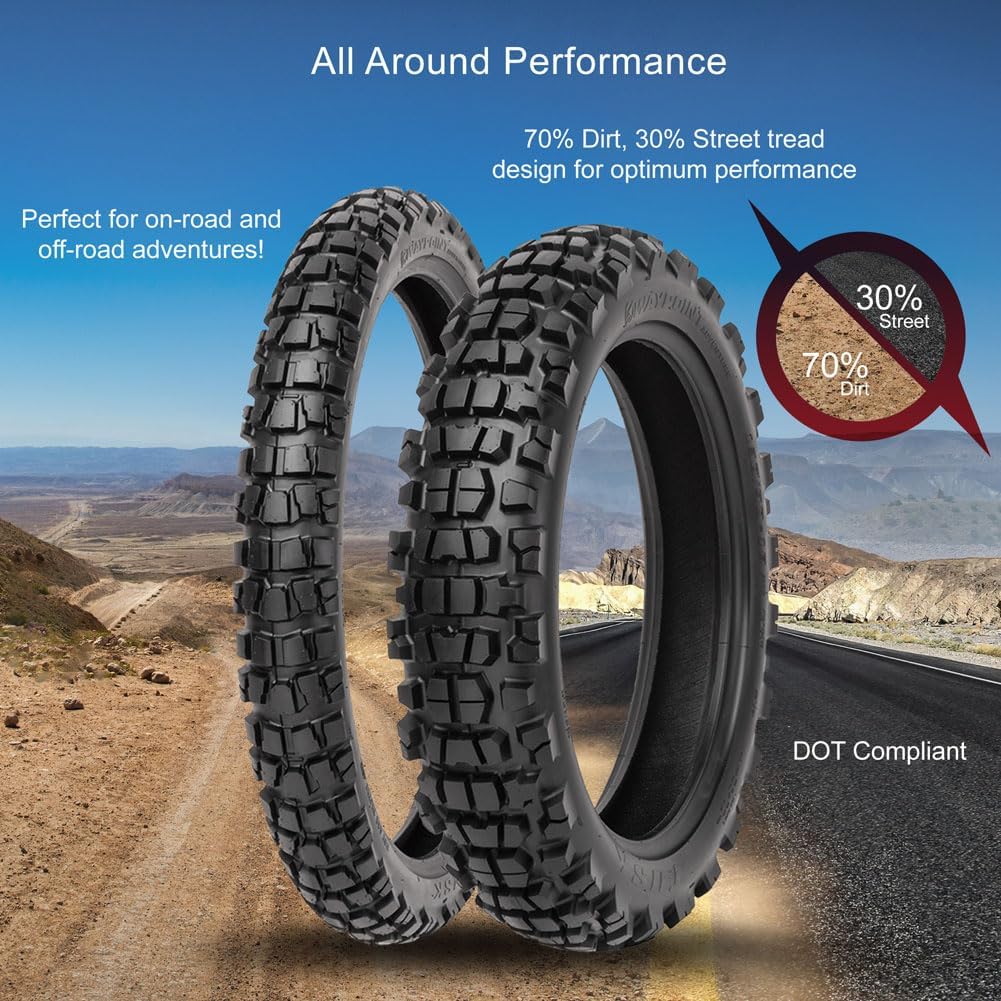 Tusk Waypoint Adventure Motorcycle Tire (Tire Set 90/90-21 (54R)/130/90-17 (68R) Tube Type)
