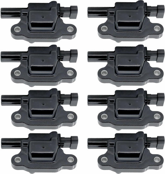 Set of 8 Square Ignition Coil Pack Replacement for Chevrolet GMC Cadillac Camaro Corvette Express Impala CTS Rainier Avalanche Silverado Suburban Savana V8 Replace# UF413 12611424 12570616