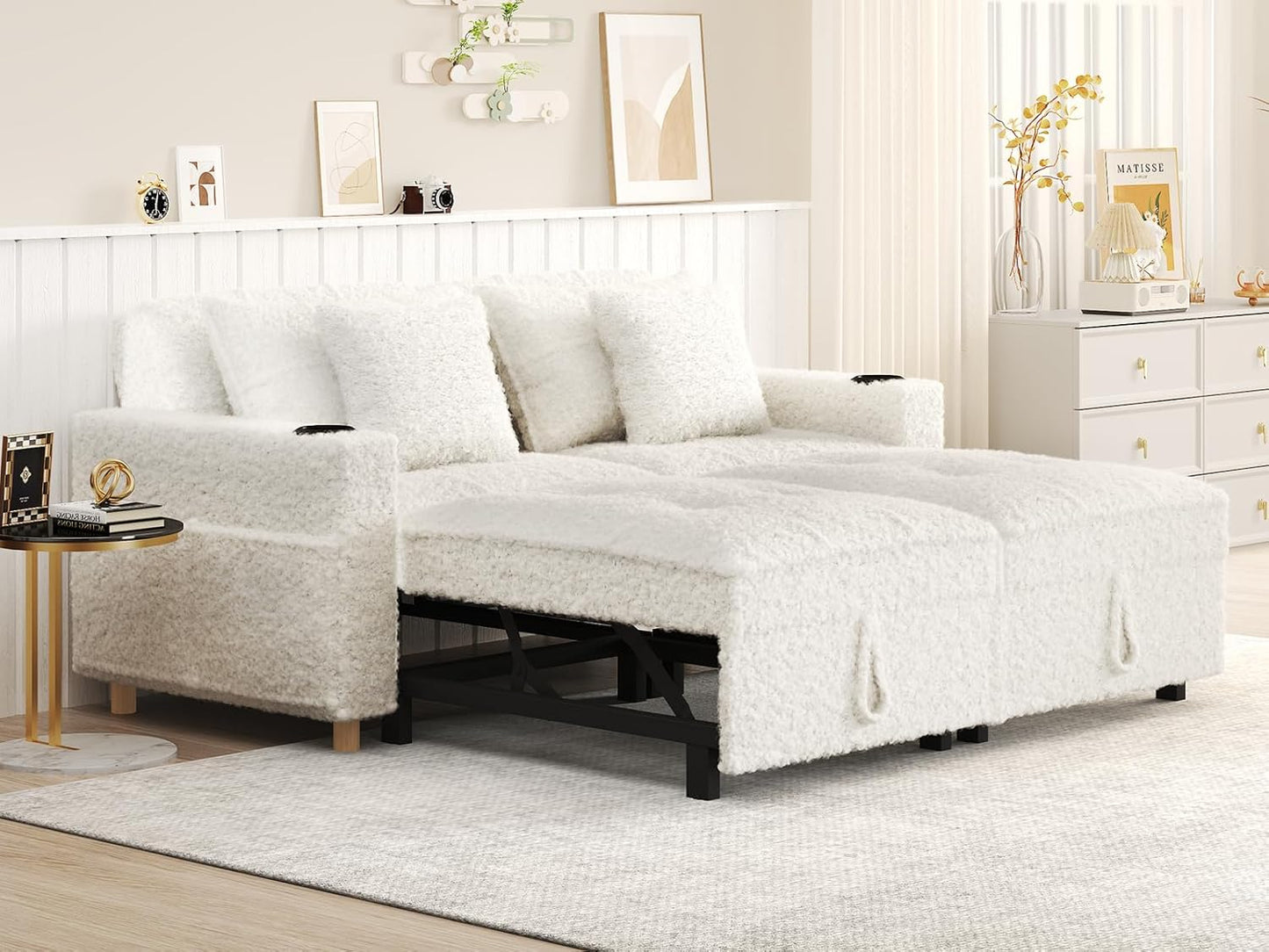 31.5" Sleeper Chair, Convertible Chair Bed for Adults, 3-in-1 Pull Out Sofa Chair with Side Pocket, Pillow and Adjustable Backrest for Small Space, RV, Apartment, Living Room, Dark Grey
