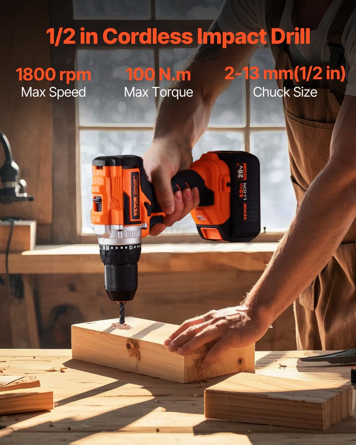 VEVOR Tool Combo Kit, 20V Brushless 5-Tool Combo Kit, Cordless Power, Cordless Drill and Impact Driver, with 4.0 Ah Batteries, Charger, Reciprocating Saw, Circular Saw, and Work Light