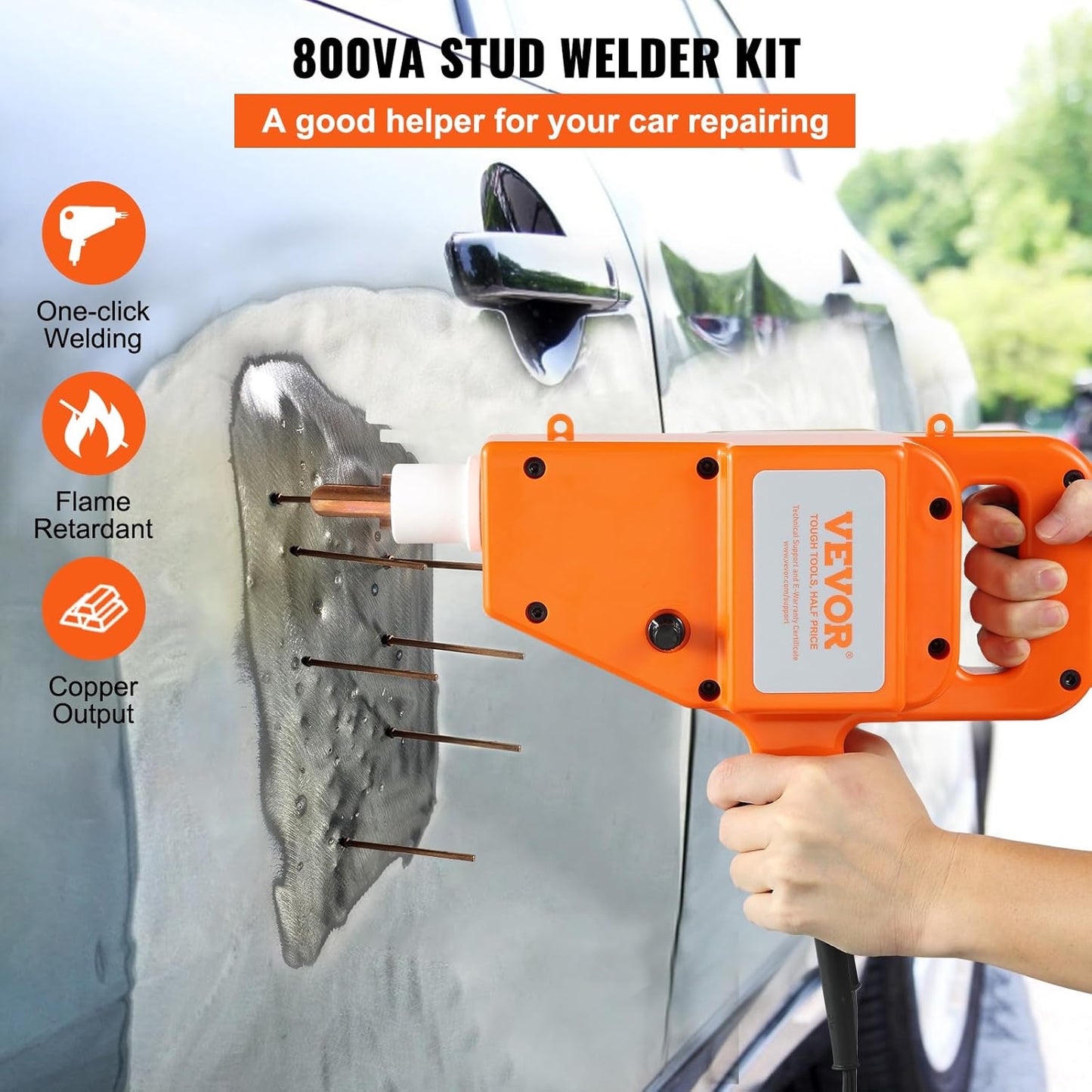VEVOR Stud Welder Dent Repair Kit, 1600A Stud Welder Kit, 800VA Spot Welder Stud, 110V Welder Stud Kit, Stud Gun Dent Puller Kit with Complete Accessories, Dent Welder Repair for Auto Body Repairing