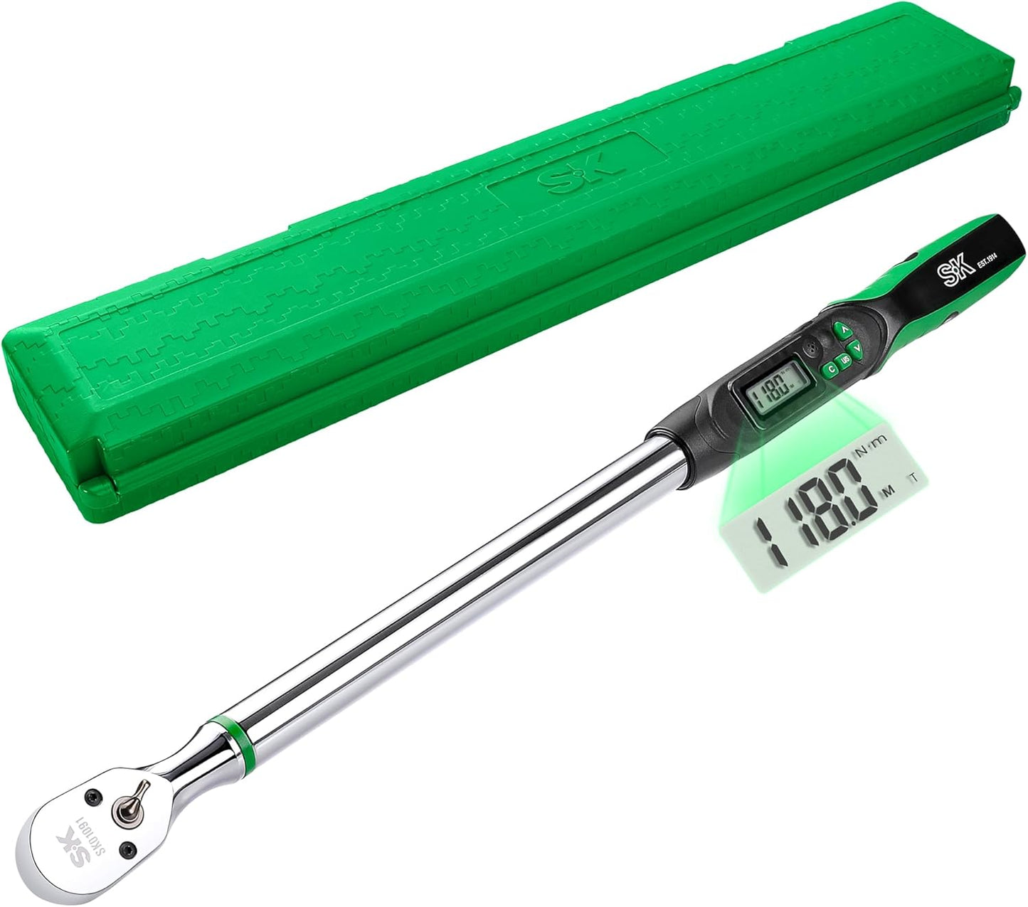 SK 3/8" Drive Digital Torque Wrench, 6.8 to 135 N-M, LED Display, Four Units of Measure & Flash Notification
